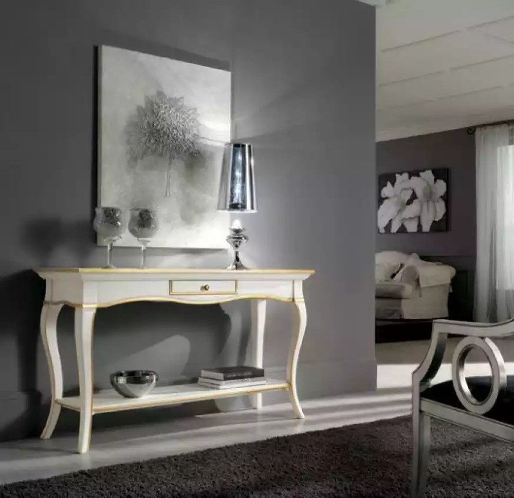 JVmoebel Konsolentisch Weiße Holz-Konsole im modernen Art déco-Stil mit Stauraum (Packung, 1-St., 1x nur Konsole), Made in Europa