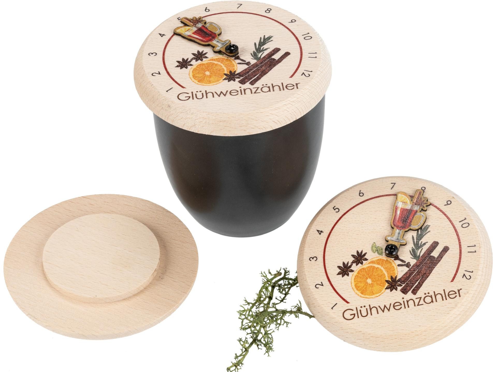 Holz Frank Bierdeckel Glühwein Abdeckung aus FSC® Buchenholz - Glühwein Zähler mit Zeiger