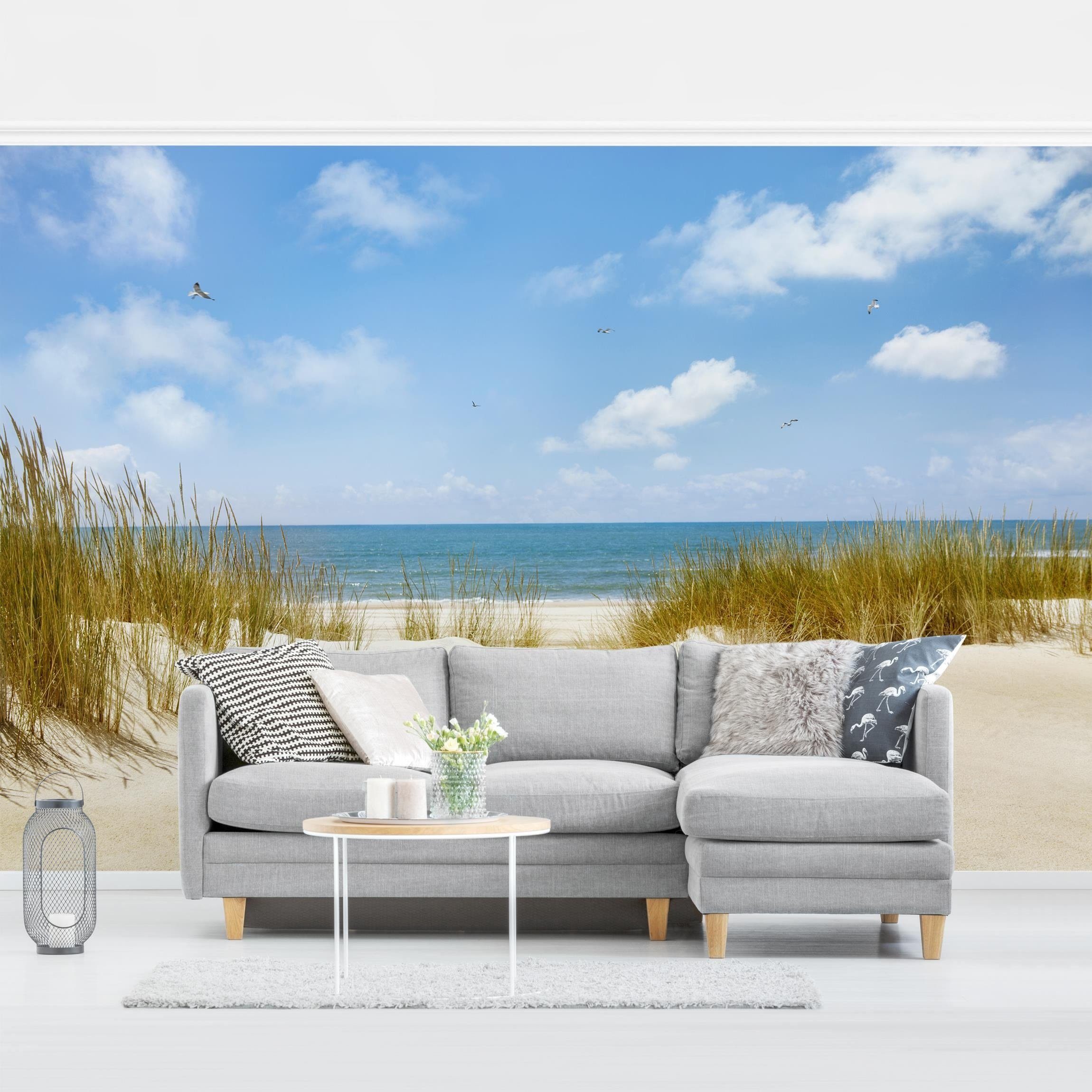 Bilderdepot24 Fototapete Strand & Meer Strand Nordsee Natur Landschaft Maritim Meerblick, Glatt, Matt, (Vliestapete inkl. Kleister oder selbstklebend), Wohnzimmer Schlafzimmer Küche Flur Motivtapete Vliestapete Wandtapete