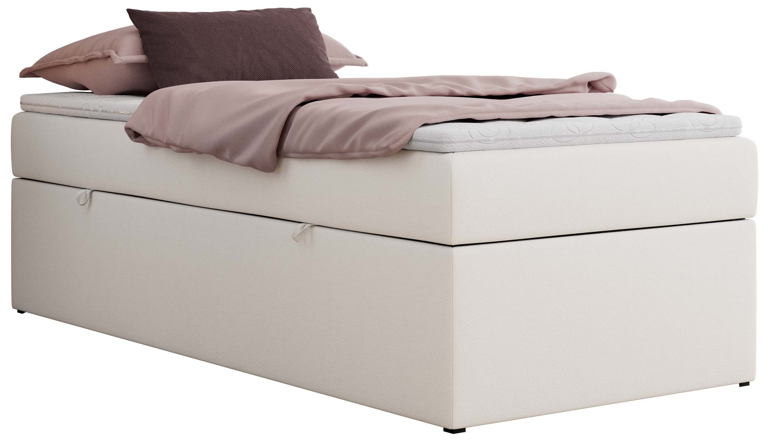 MKS MÖBEL Boxspringbett ZERO 90 (Bett mit Matratze, Einzelbett 90x200 cm ohne Kopfteil, optionaler Topper T25 oder Visco), mit Bettkasten, 7-Zonen-Taschenfederkern H3/H4