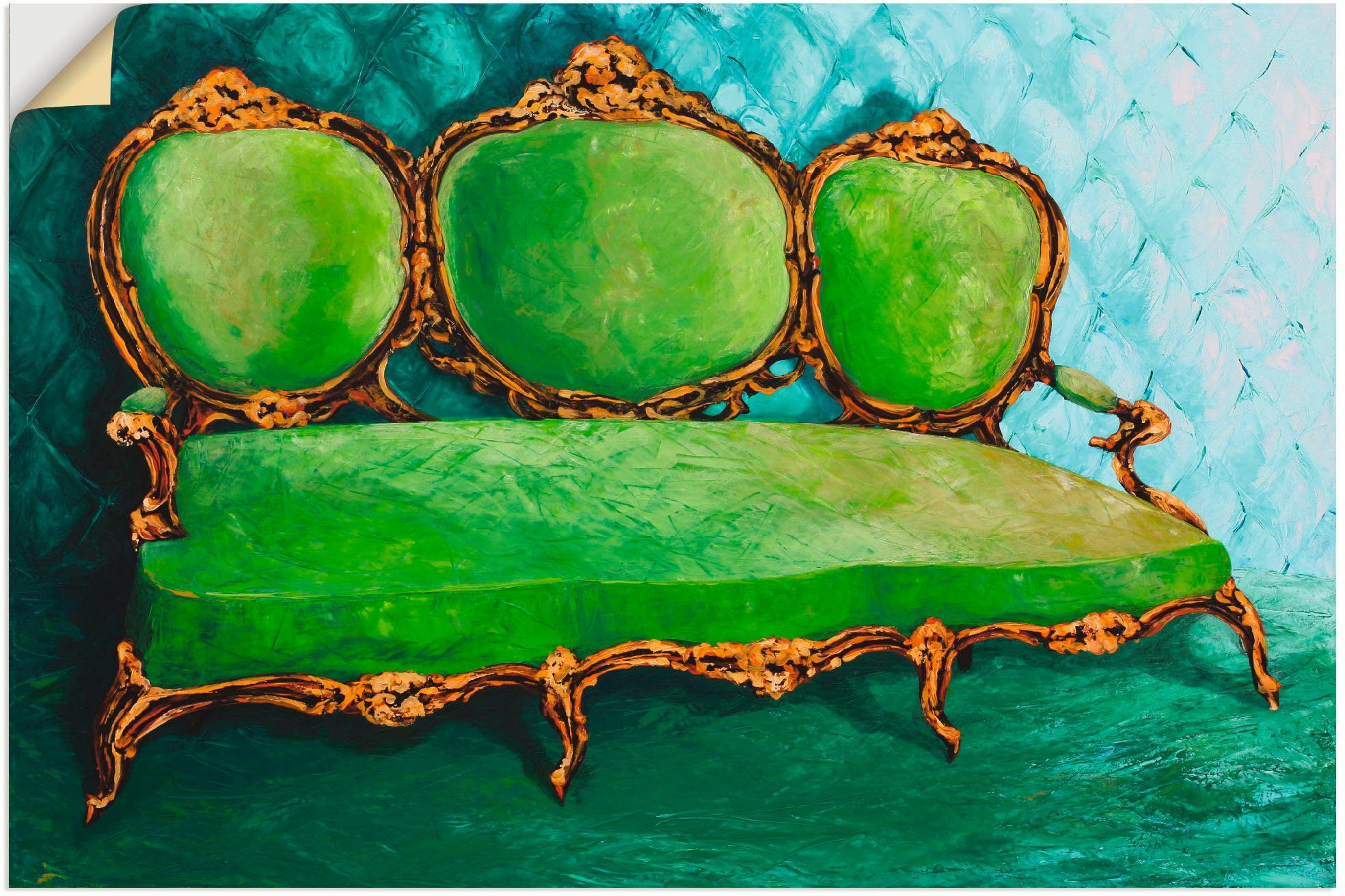 Artland Wandbild Sofa grün, Innenarchitektur (1 St), als Alubild, Leinwandbild, Wandaufkleber oder Poster in versch. Größen
