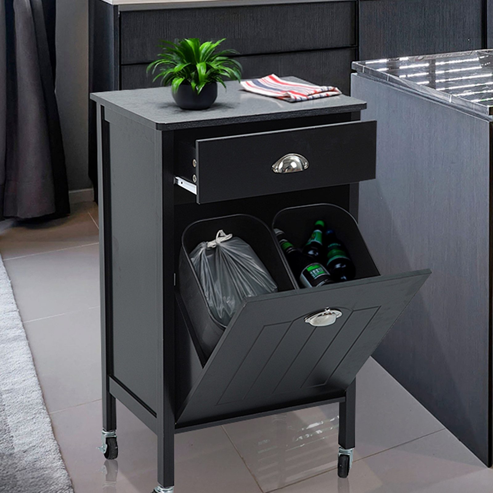 SVITA Küchenwagen 2 Behälter, (1), 2 Inneneimer, Schublade, Rollwagen, Müll günstig online kaufen
