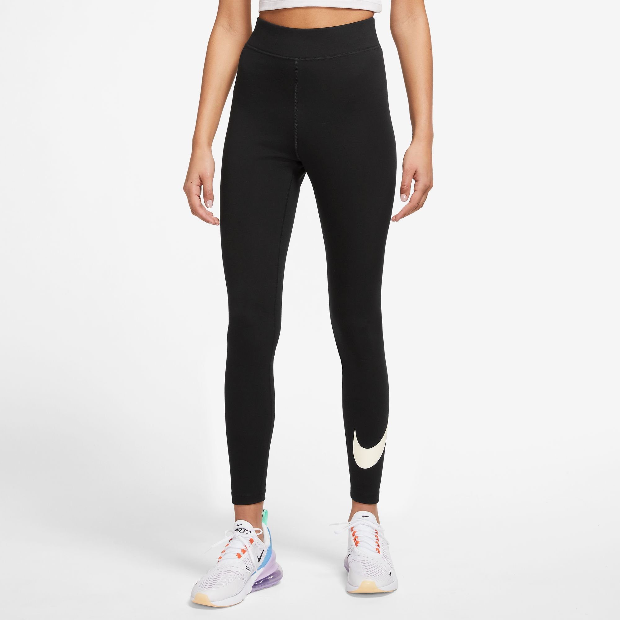 GRAPHIC Nike HIGH-WAISTED CLASSICS Leggings WOMEN'S LEGGINGS BLACK/SAIL Sportswear