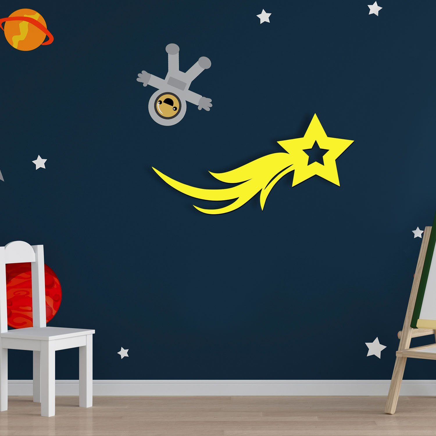 Deko, Lampe Ohne für Wand Nachtlicht Namofactur Sternschnuppe Kinderzimmer LED Kinder, Warmweiß fest Nachtlicht LED integriert, Zugschalter/Stern,