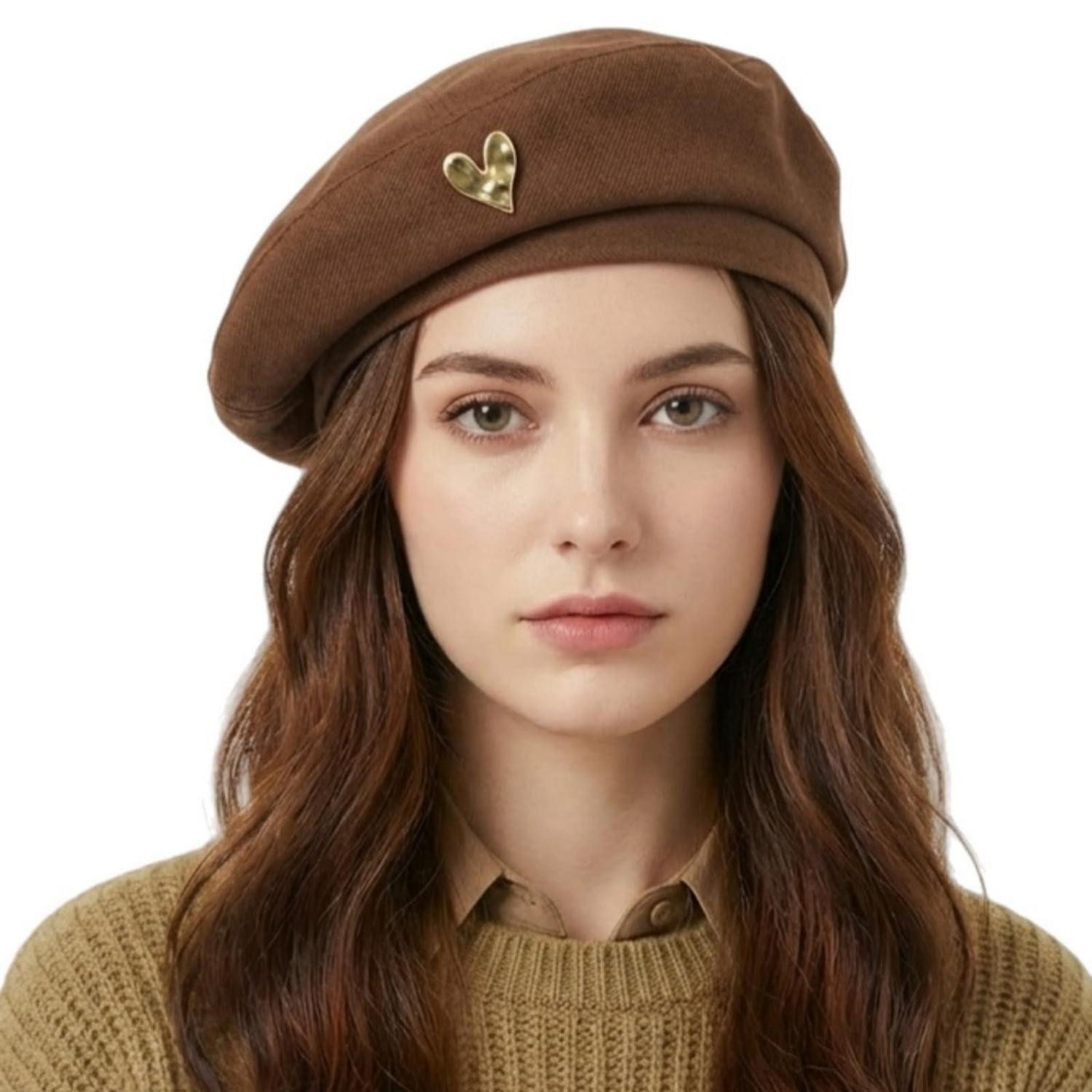 LuxusKollektion Baskenmütze Baskenmütze Damen Baumwolle Barett Beret Cap Malermütze 56-59 Kaffee