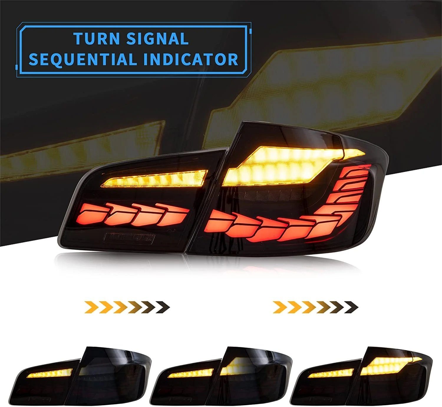 LLCTOOLS Rückleuchte Hell leuchtende LED Rückleuchte mit E-Prüfzeichen passend für BMW, 5er F10 Limousine (2010-2016), Rücklicht, Bremslicht, Nebelschlussleuchte, Blinklicht und Rückfahrlicht, Voll LED, LED fest integriert, Dynamischer Blinker, Mit Lichtanimation beim Entriegeln des Fahrzeugs