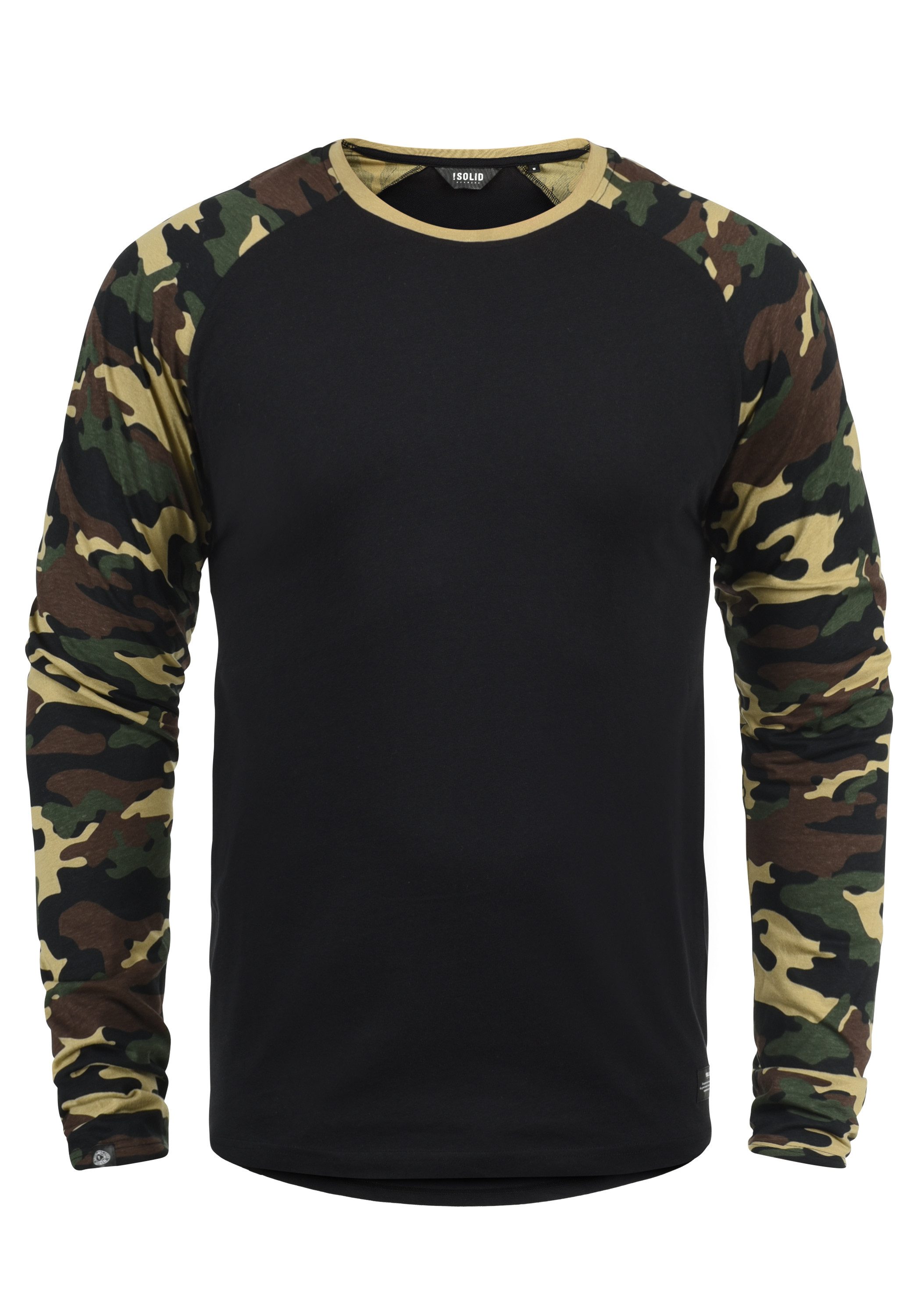 !Solid Rundhalsshirt SDCajus Longsleeve im Baseball-Look