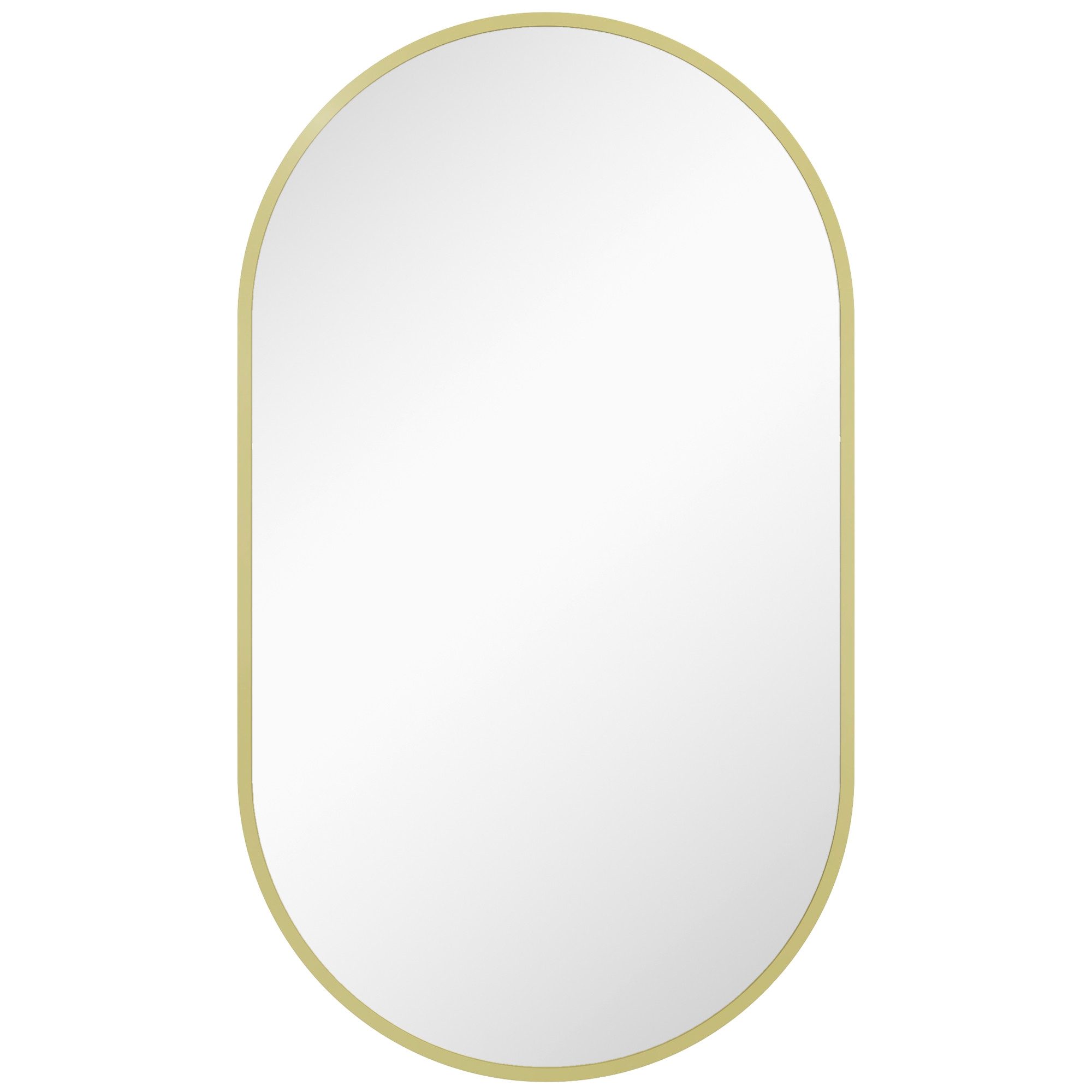 BAYMATE Badspiegel Ovaler Wandspiegel mit minimalistischem Aluminiumrahmen (zur vertikalen oder horizontalen Montage mit 3 Haken, 40 x 70 cm, goldfarben) – Bild 2 von 5