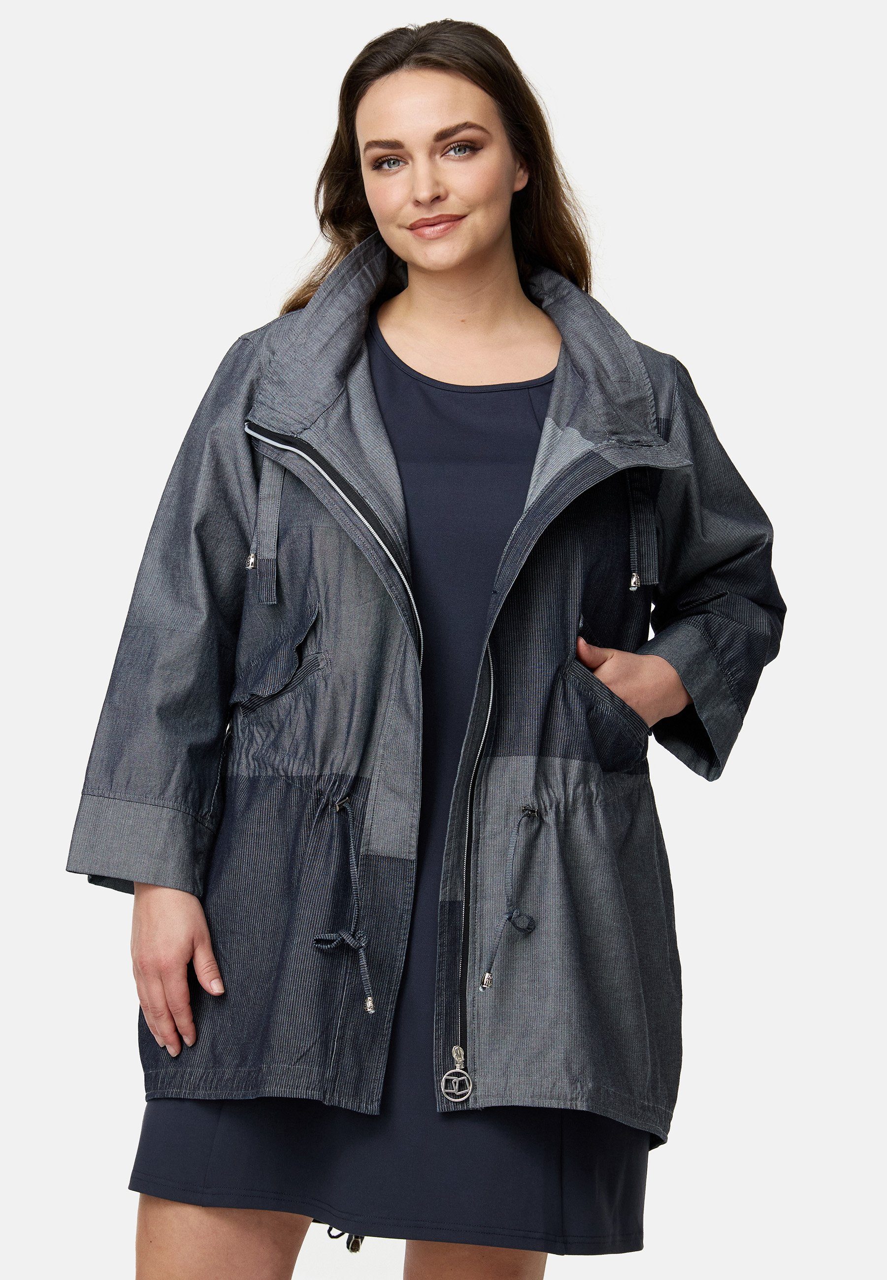 Kekoo Langjacke Übergangsjacke im Denim Look aus reiner Baumwolle