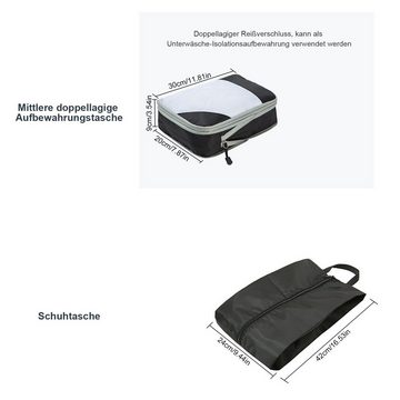 REDOM Kofferorganizer Koffer Organizer Reise Kleidertasche Kleider Kompression Beutel Tasche (Set 4 Stück Klein Mittel Groß mit Schuhbeutel, 4-tlg., Kompressions Verpackungswürfel, Kleidertaschen), 4 Aufbewahrungsbeutel Kompressions Beutel für Reisen