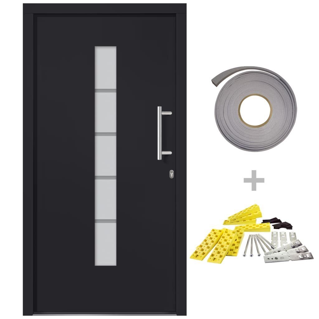 vidaXL Haustür Anthrazit - 100 x 200 cm - Drücker-Drücker Haustür Aluminium und PVC A