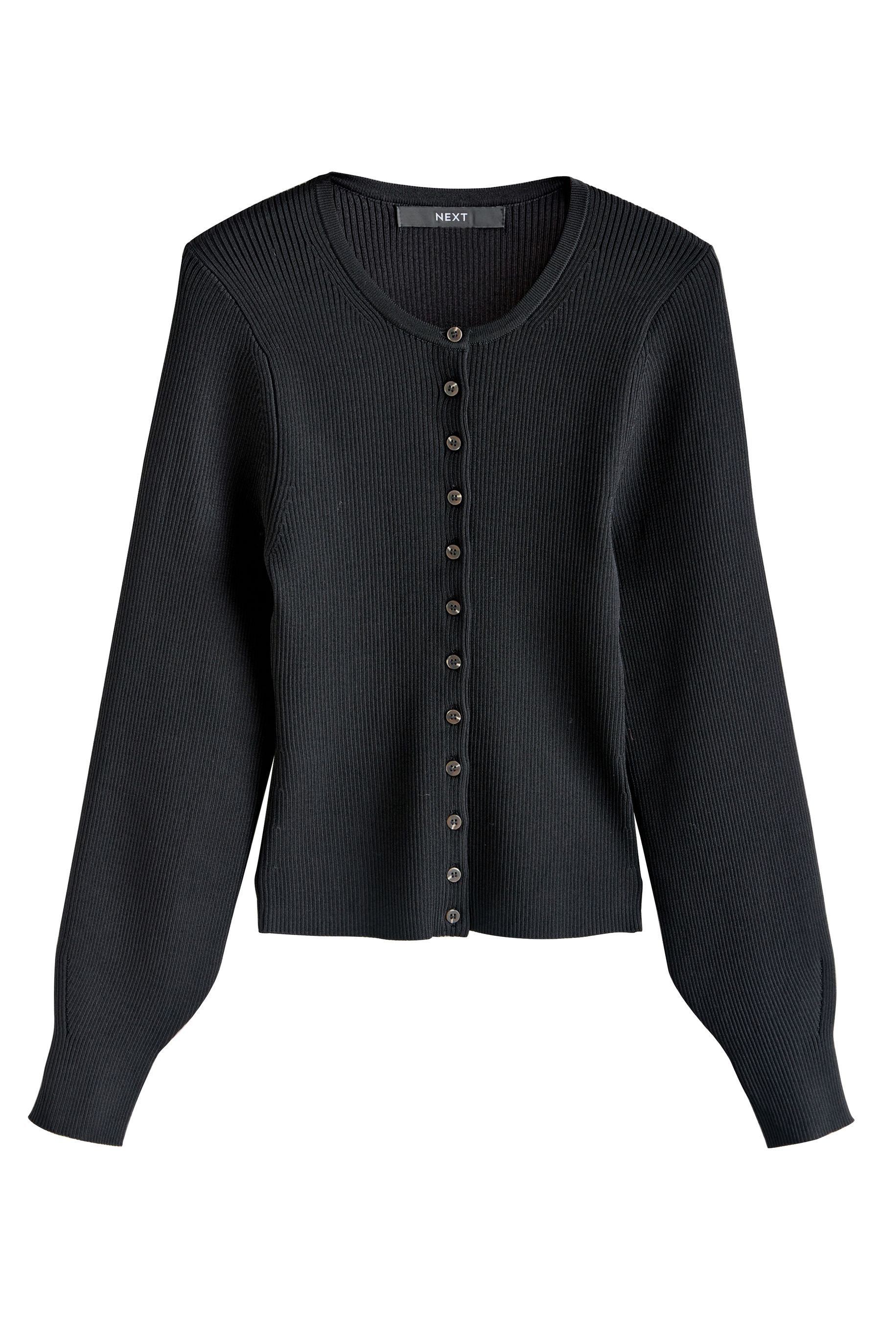 Next Strickjacke Gerippte Strickjacke mit Volumen-Ärmeln (1-tlg)