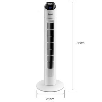 Gotoll Turmventilator GL1601LY Neu, 86cm Ventilator mit Timer, Mit fernbedienung Leise Säulenventilator, LED Standventilator