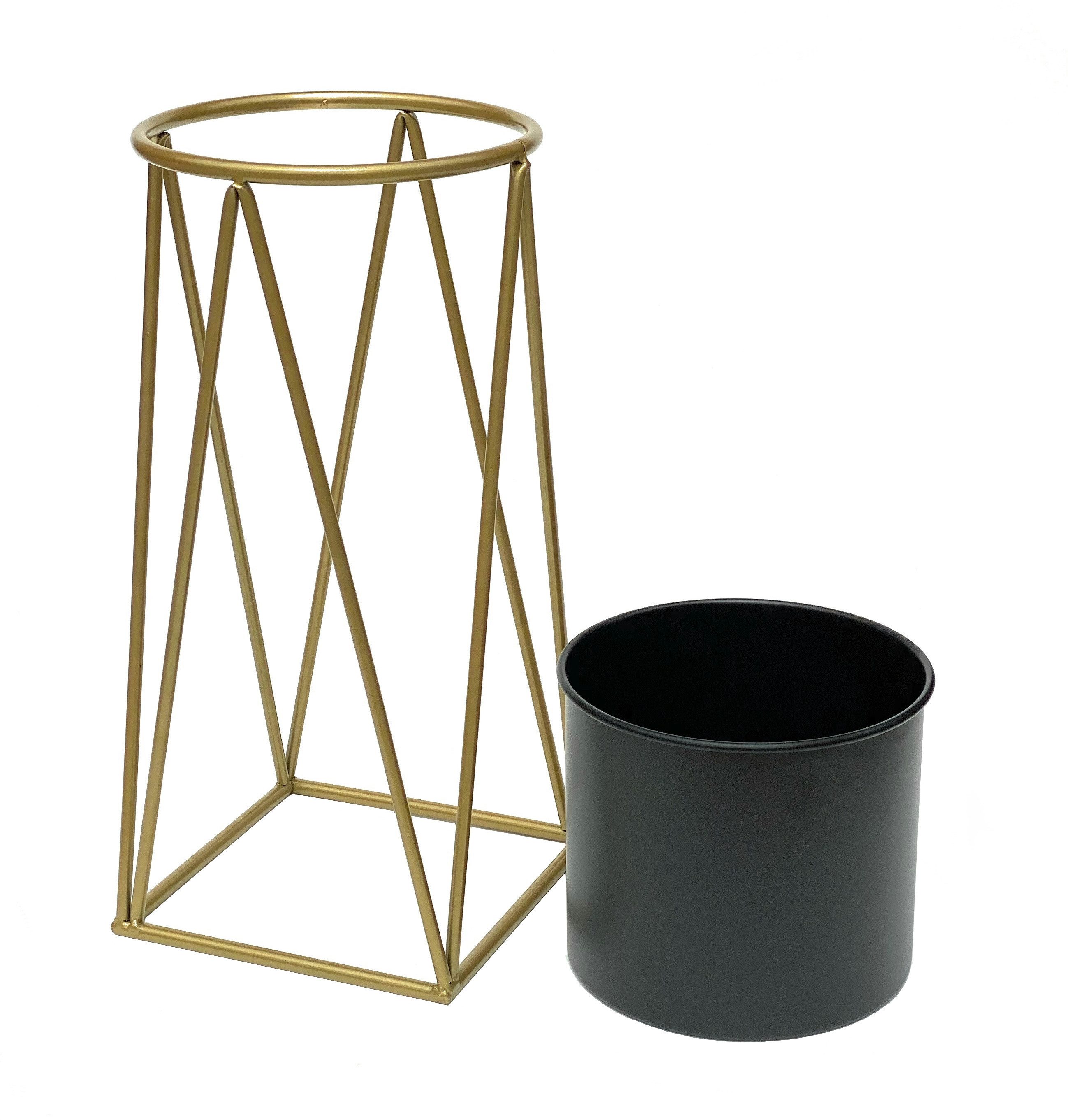 DanDiBo Blumenhocker mit Topf Metall Gold Schwarz Blumenständer Blumensäule – Bild 4 von 5