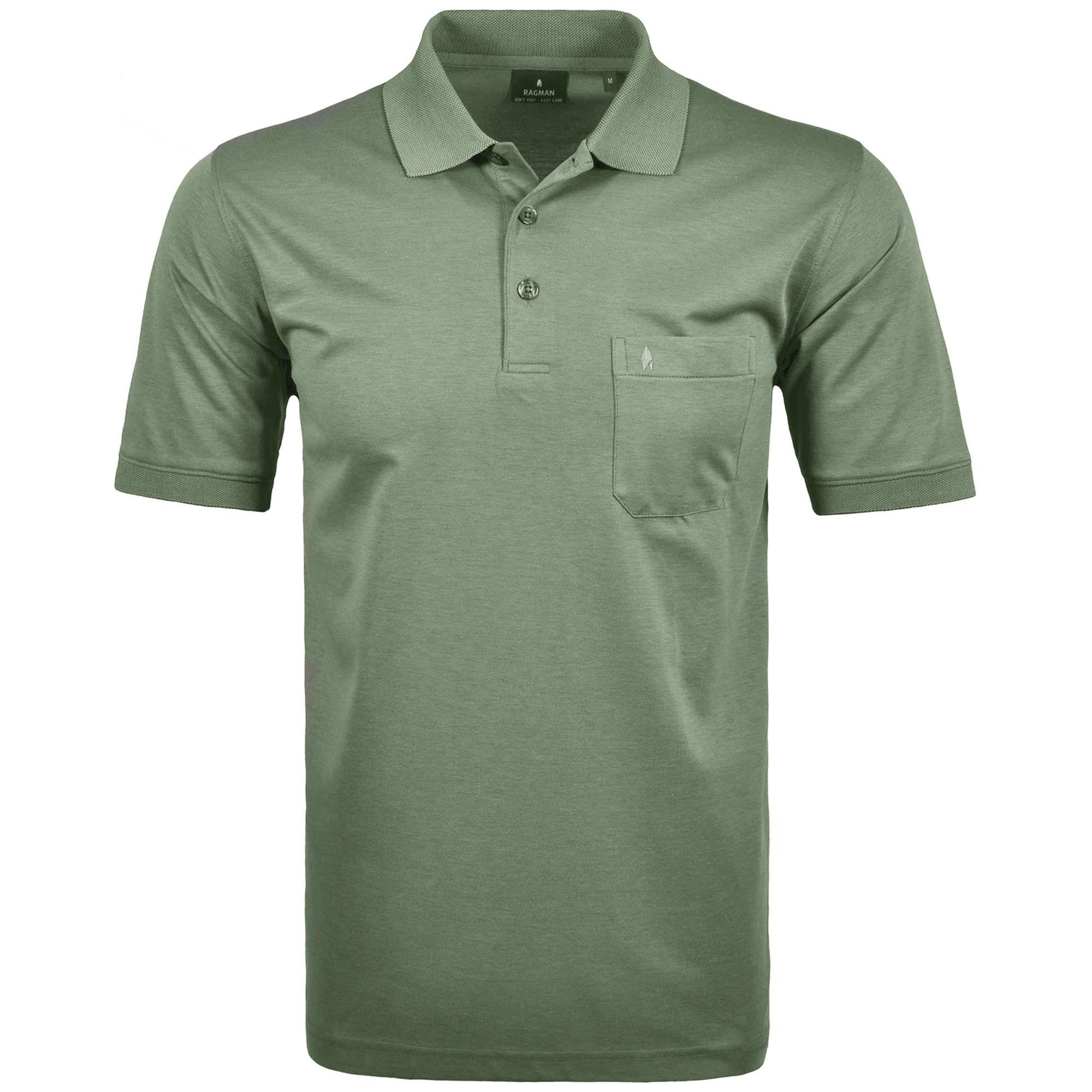 Herren RAGMAN Poloshirt - Grün Oberteil, Softknit-Polo Poloshirt