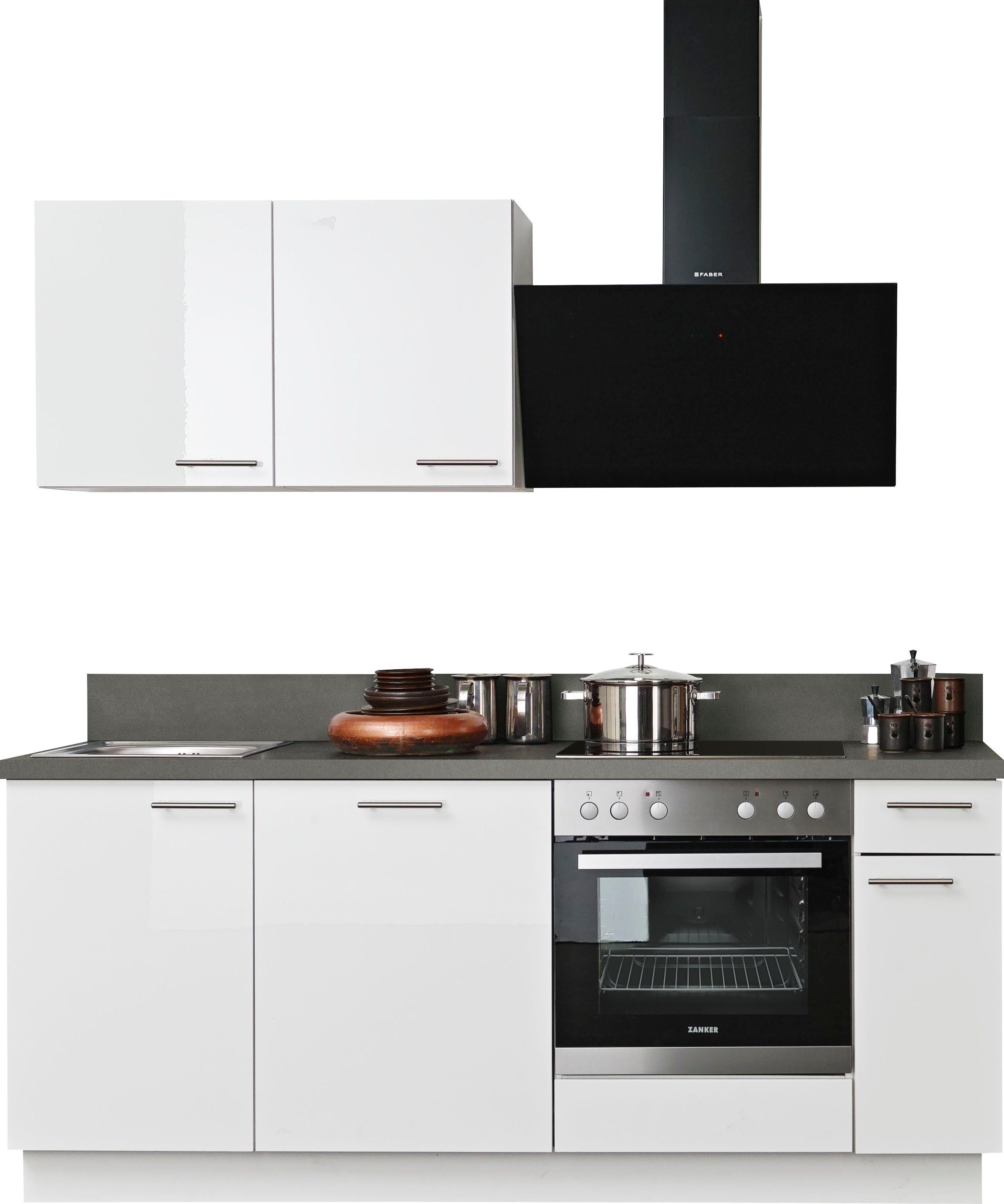 Express Küchen Küchenzeile »Scafa«, mit E-Geräten, vormontiert, mit  Vollauszug und Soft-Close-Funktion, Stellbreite 200 cm online kaufen | OTTO