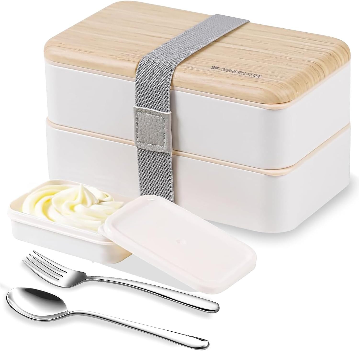 FELIXLEO Lunchbox BentoBox Lunchbox Brotdose mitFächern Löffel und Gabel Auslaufsicher