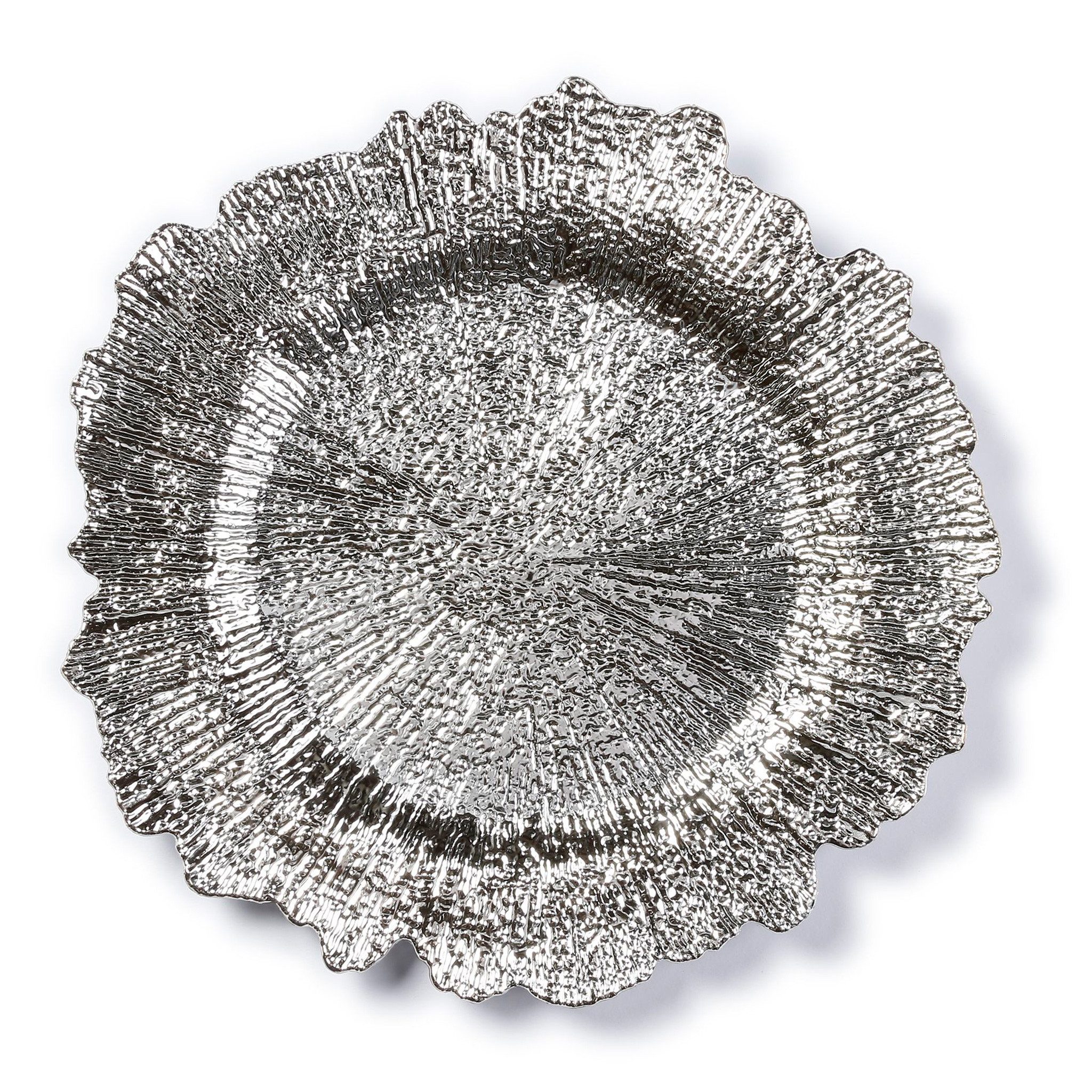 MAGIC by Inge Dekoteller, Dekoteller 33cm Kunststoff mit Rillen - Silber metallic