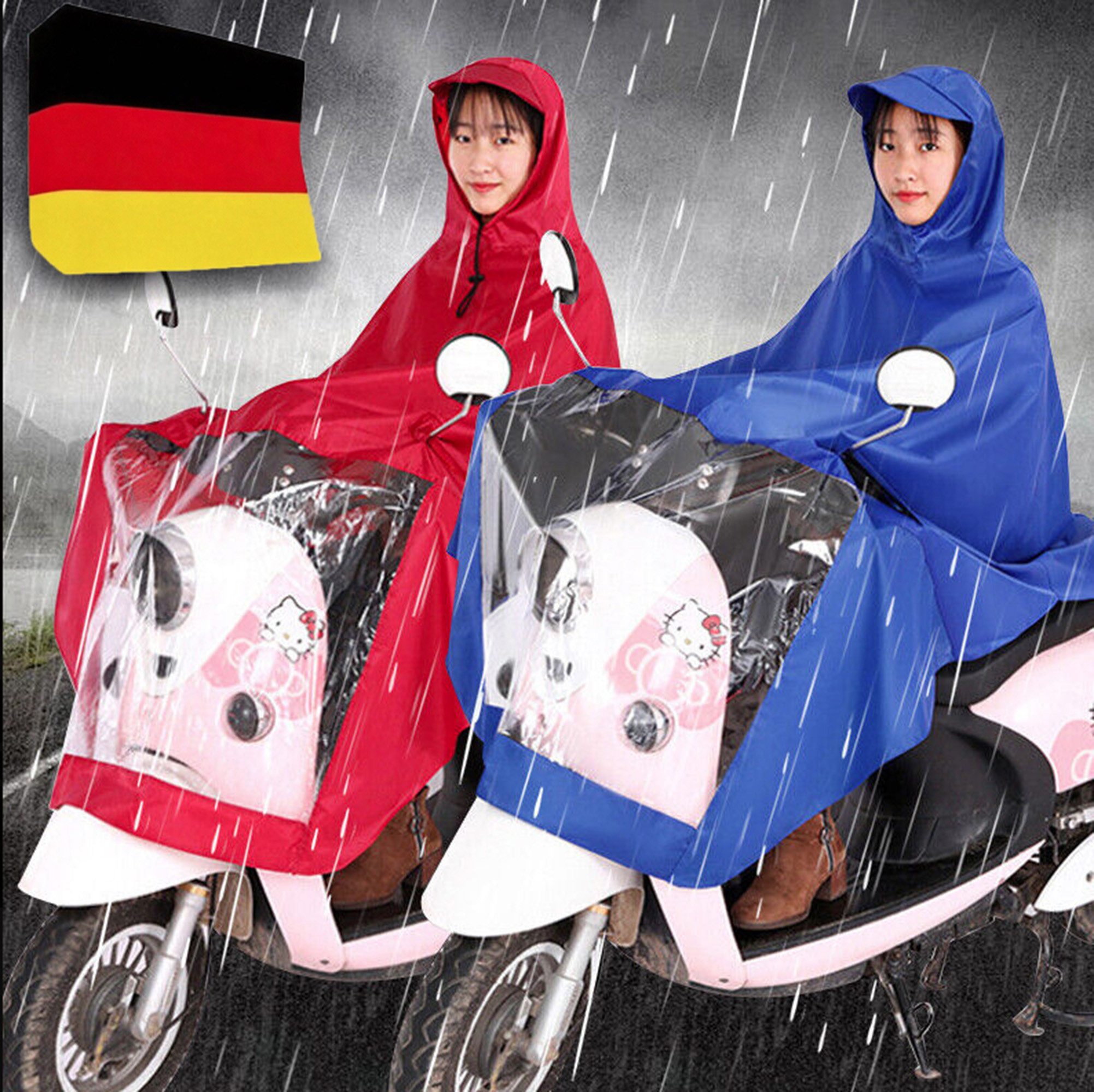 ibettertec Regenjacke Regenmantel, Wandern, Angeln, Radfahren, Reisen (Spar-Set, 1-St., 1 x faltbarer Regenponcho mit Aufbewahrungstasche) Wiederverwendbar, Mit Kapuze, Mit Taschen