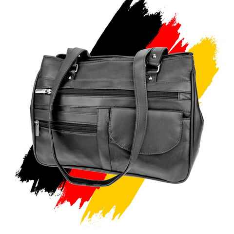 FLEXIBILITE Handtasche Umhängetasche Schultertasche Schwarz Echt Leder Tasche, Mehrere Fächer, Perfektes Geschenk