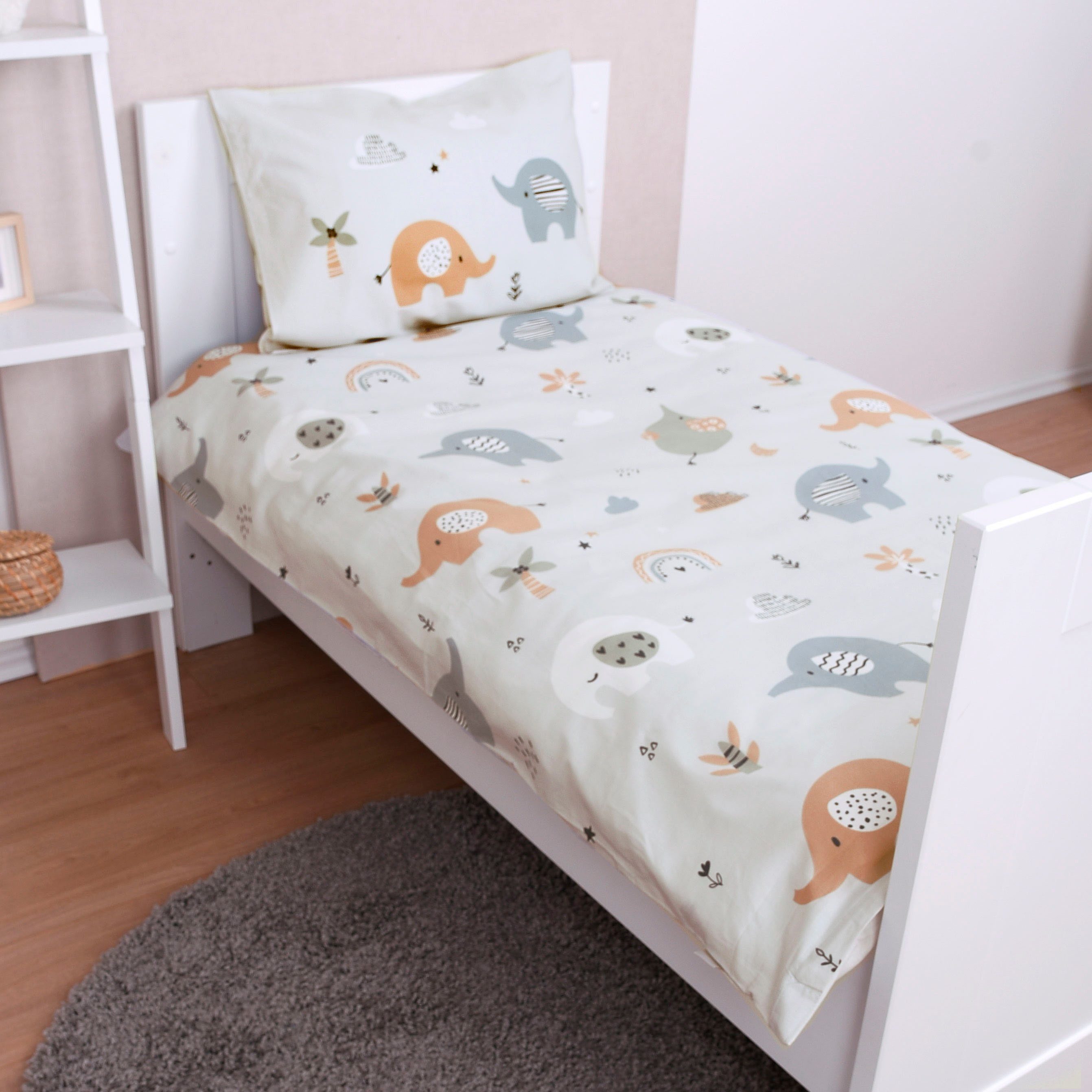 Baby Best Babybettwäsche babybest Elephants, Renforcé, 2 teilig, mit liebevollem Motiv