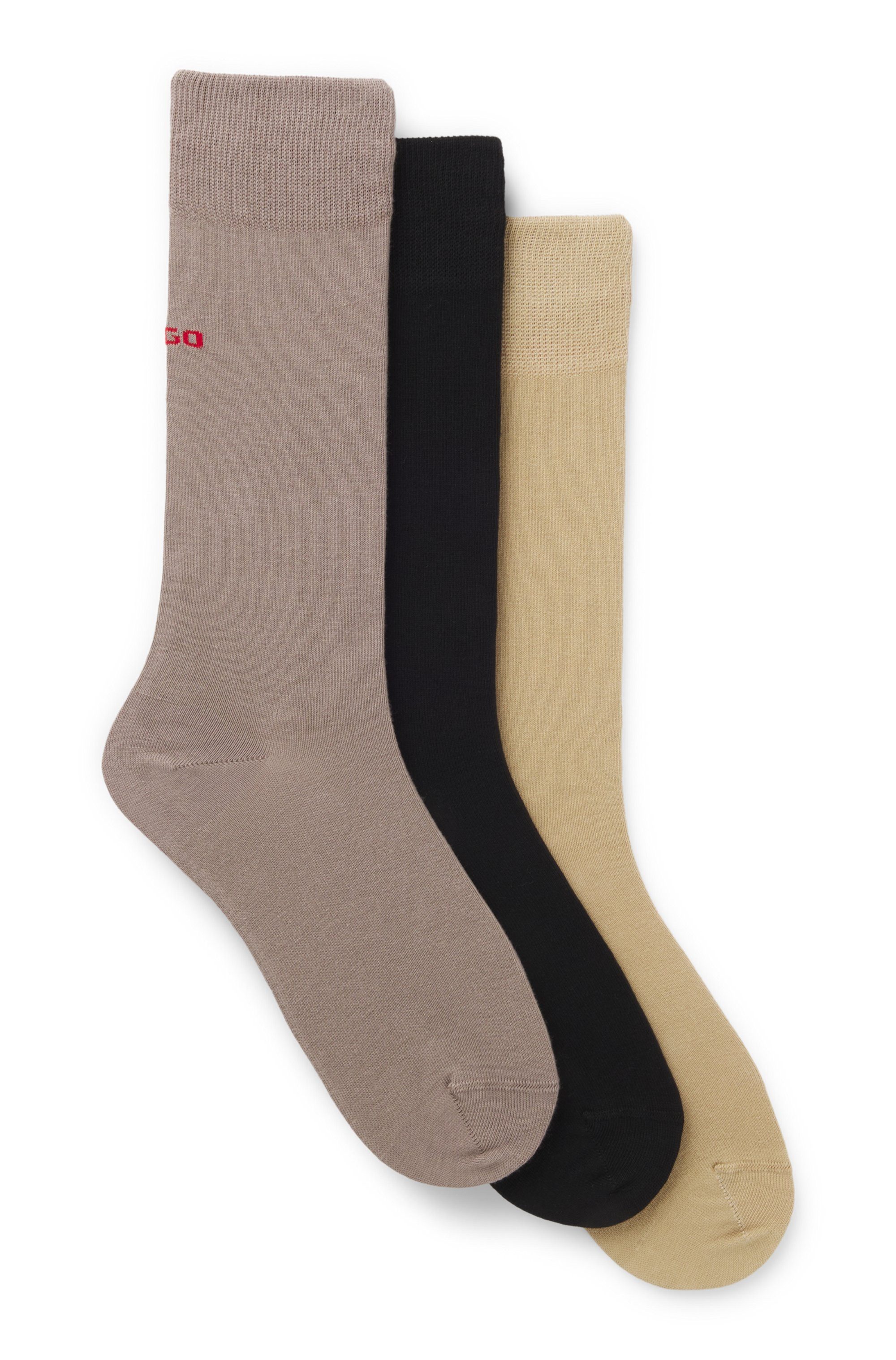 HUGO Businesssocken 3P RS UNI CC (Packung, 3-Paar, 3er Pack) mit kontrastfarbenen HUGO Logo-Schriftzug