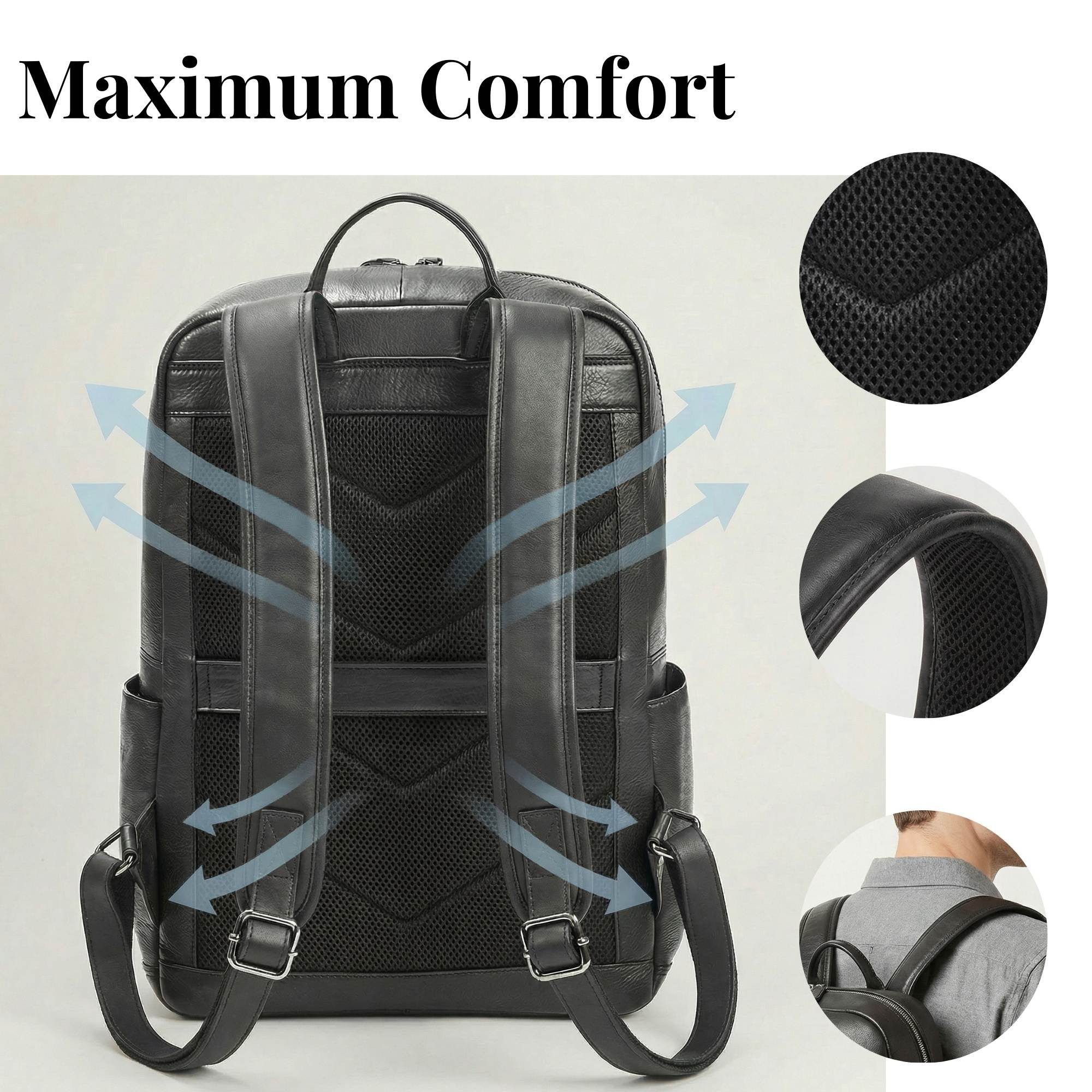 STILORD Notebookrucksack "Palermo" XL Echtleder Herrenrucksack für 15.6 Zoll Laptop
