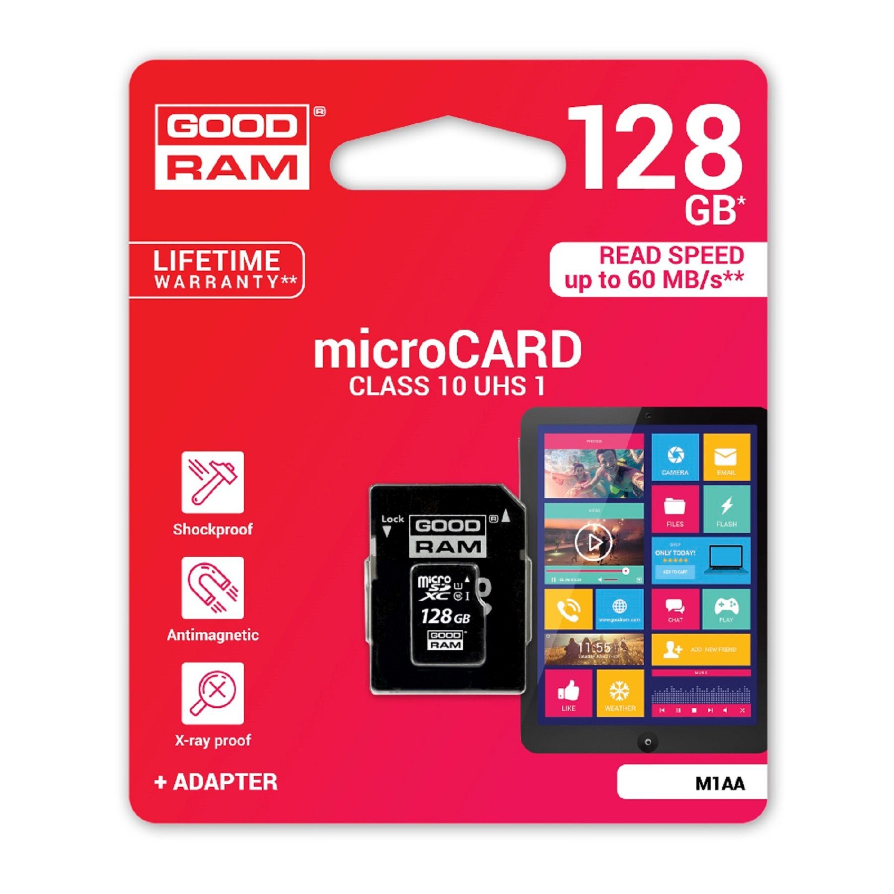 Goodram Speicherkarten MicroCARD Class 4 Class 10 UHS-I 256GB mit Adapter Speicherkarte (128 GB)