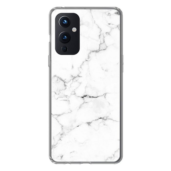 MuchoWow Handyhülle Marmor - Weiß - Grau - Luxus - Marmoroptik - Strukturiert Phone Case Handyhülle OnePlus 9 Silikon Schutzhülle