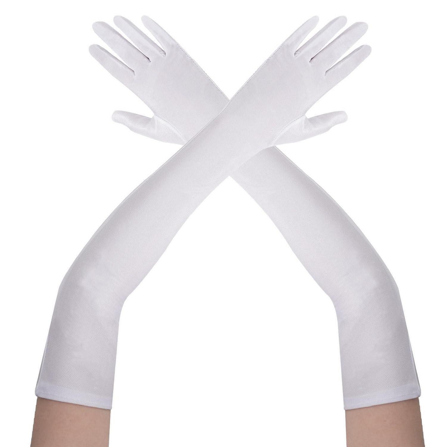 LuxusKollektion Kostüm Lange Satin Handschuhe Damen 52cm Weiß