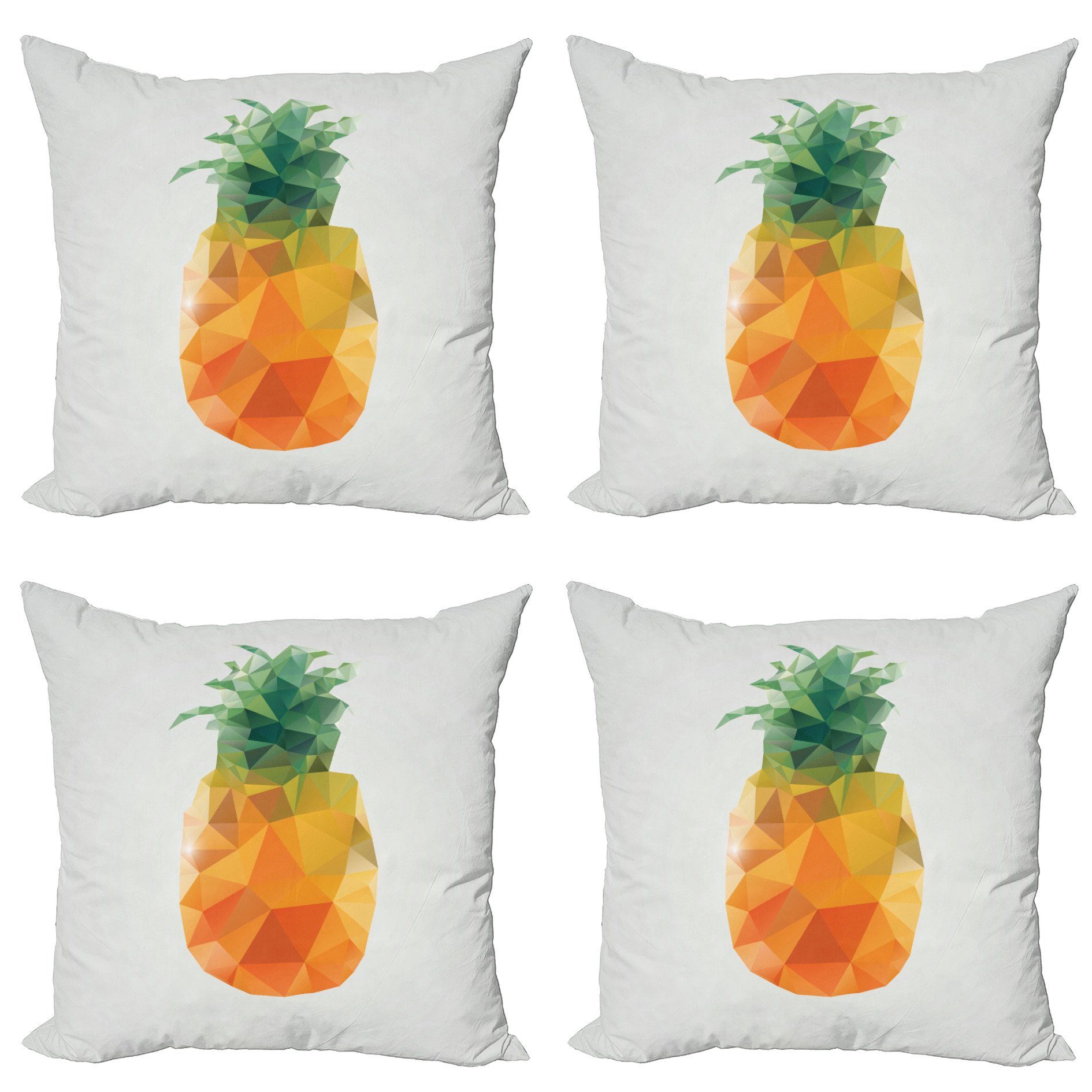 Kissenbezüge Modern Accent Doppelseitiger Digitaldruck, Abakuhaus (4 Stück), grün orange Angular Ananas
