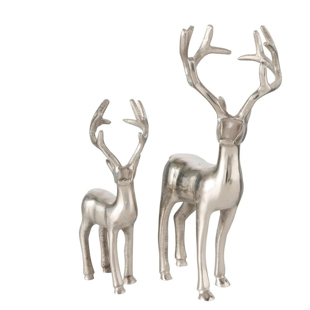 BOLTZE Dekofigur Hirsch Thielo Silber stehend 2er Set, Weihnachtsdekoration günstig online kaufen