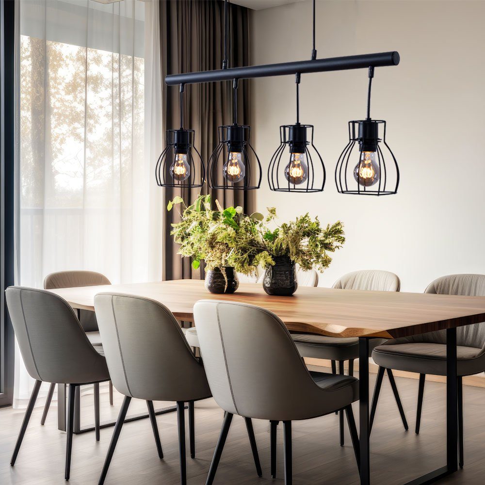 GLOBO LIGHTING LED-Hängeleuchte, Leuchtmittel inklusive, Warmweiß, Hängeleuchte Industrial schwarz Hängelampe Vintage Pendelleuchte