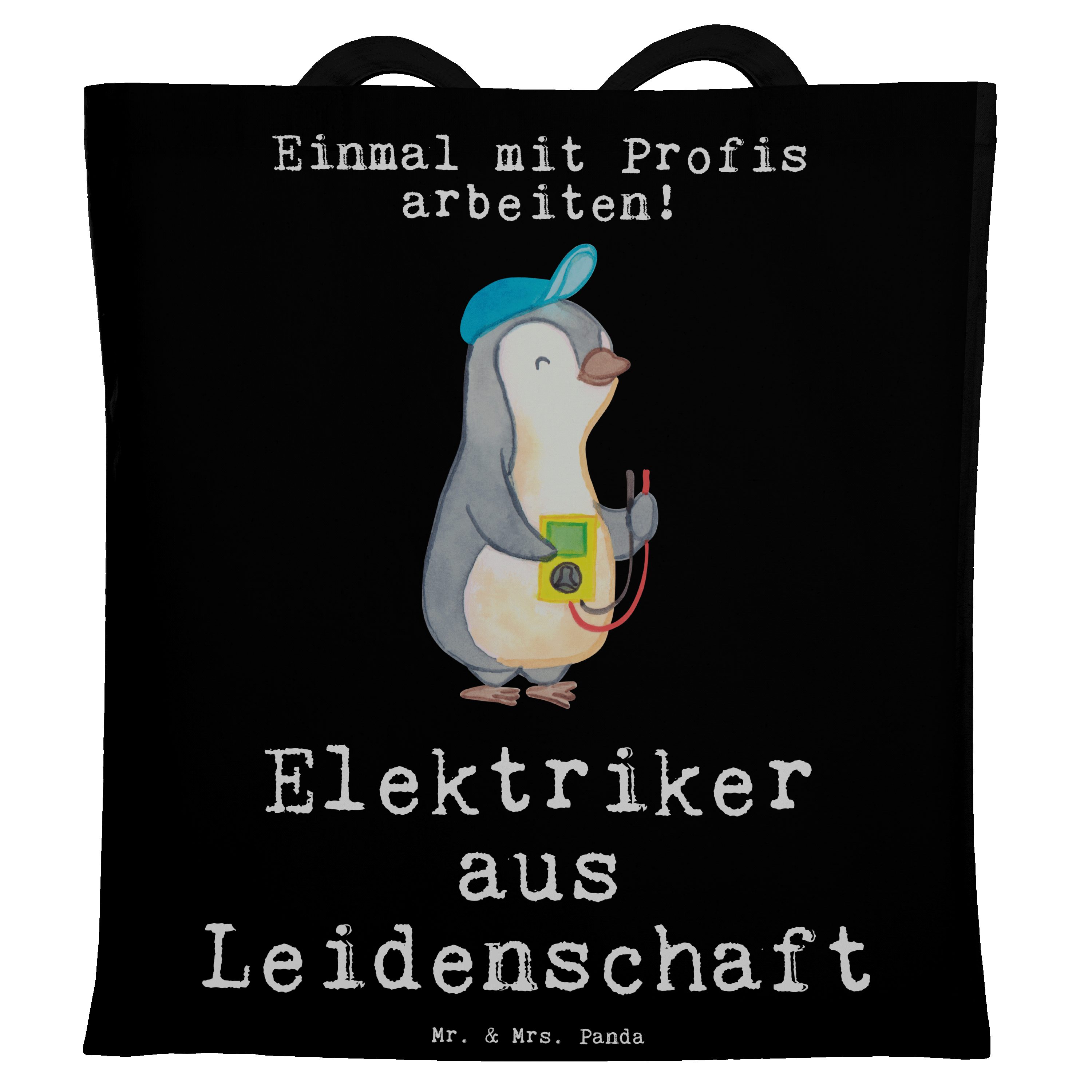 aus Panda & - Mrs. Elektrotechniker, G Geschenk, Leidenschaft Elektriker Schwarz Mr. - Tragetasche (1-tlg)