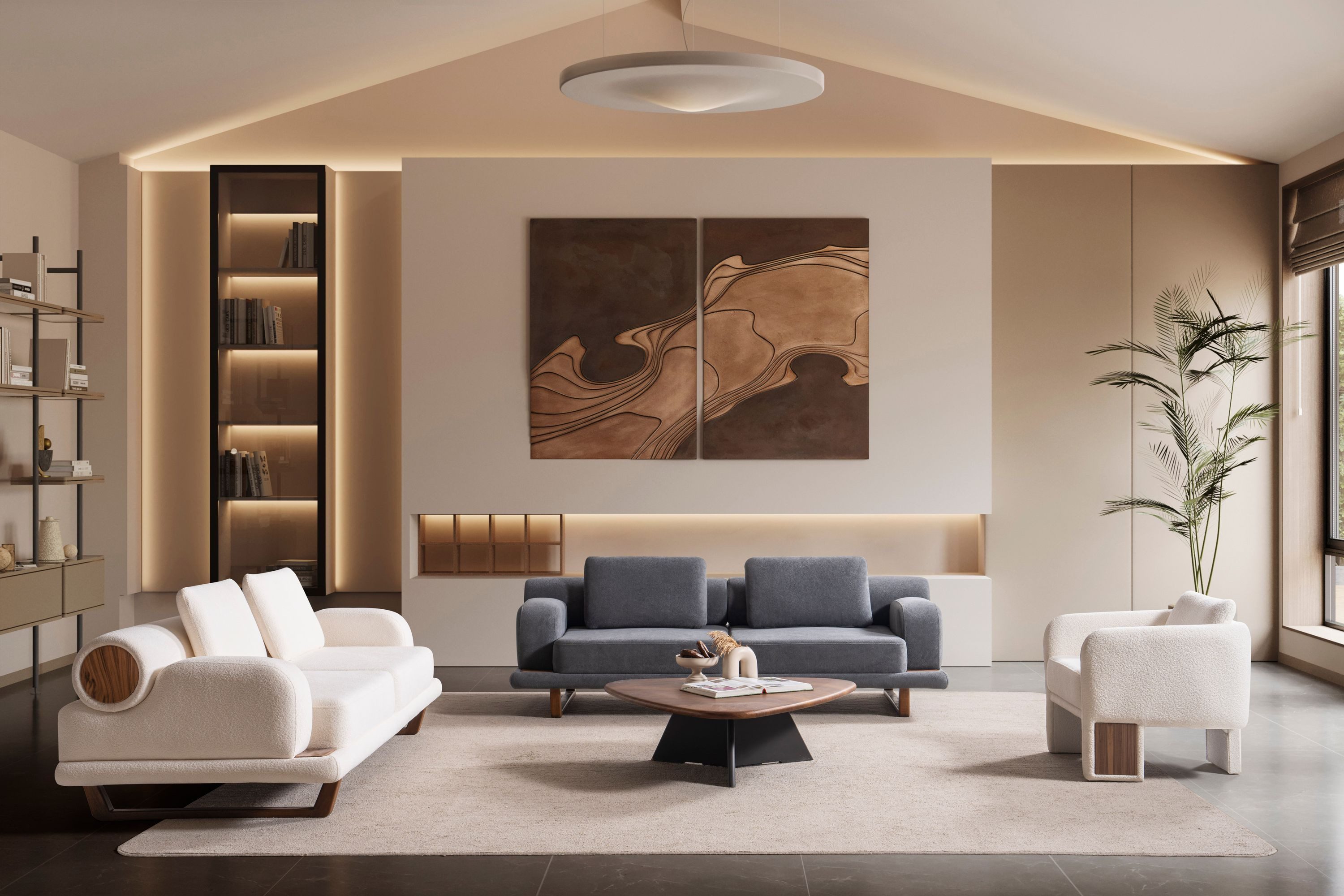 Nobelaa Sofa Sitzgruppe/Sofa Set - Wohnzimmergarnitur "Buttercup" 3+3+1 - Weiß/Grau