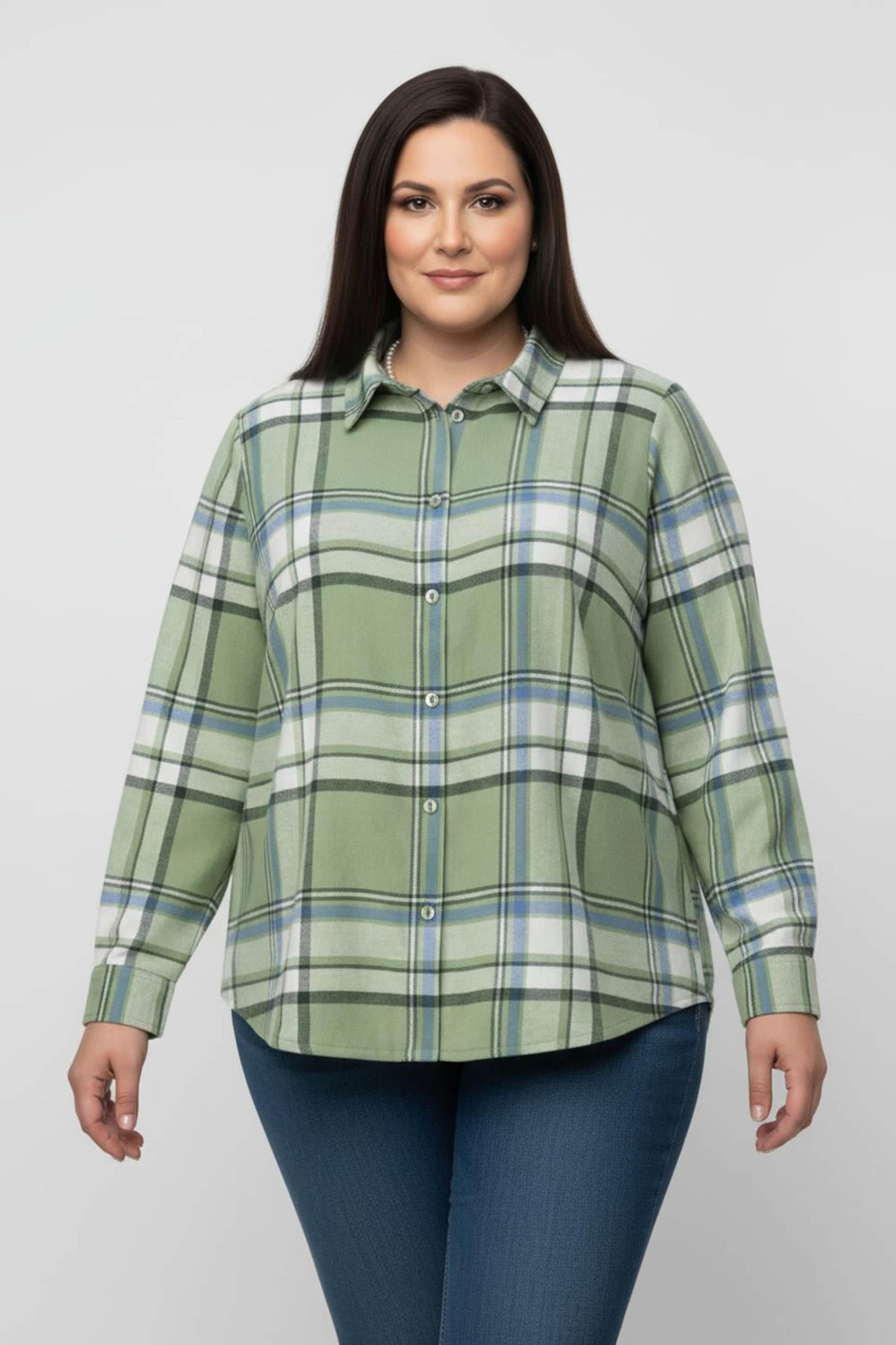 Klassische Bluse Karo-Bluse Langarm