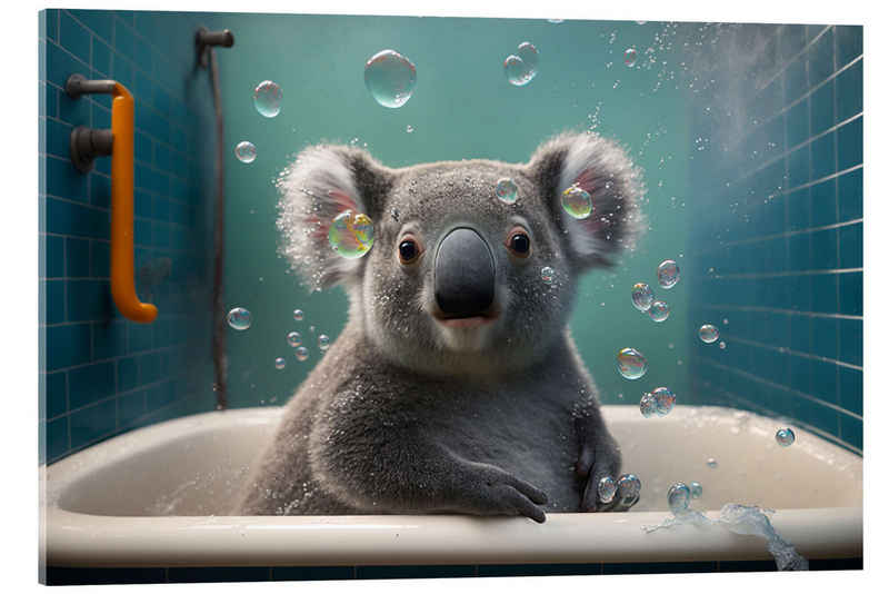 Posterlounge Acrylglasbild Michael artefacti, Koala in der Badewanne, Badezimmer Kindermotive