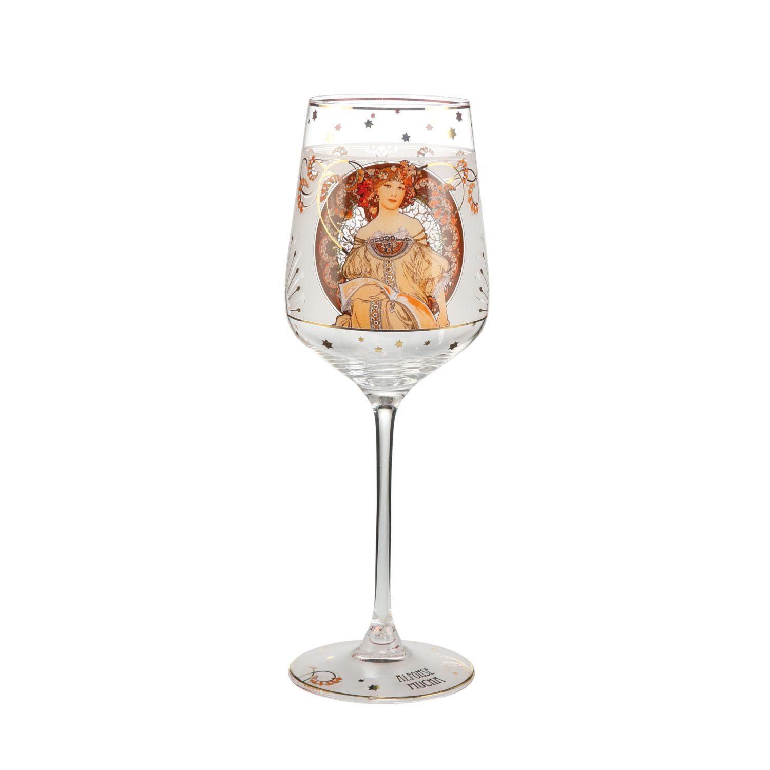 Goebel Weinglas Alphonse Mucha, Glas, Handwäsche Empfohlen, Mehrfarbig, Träumerei, H: 25cm