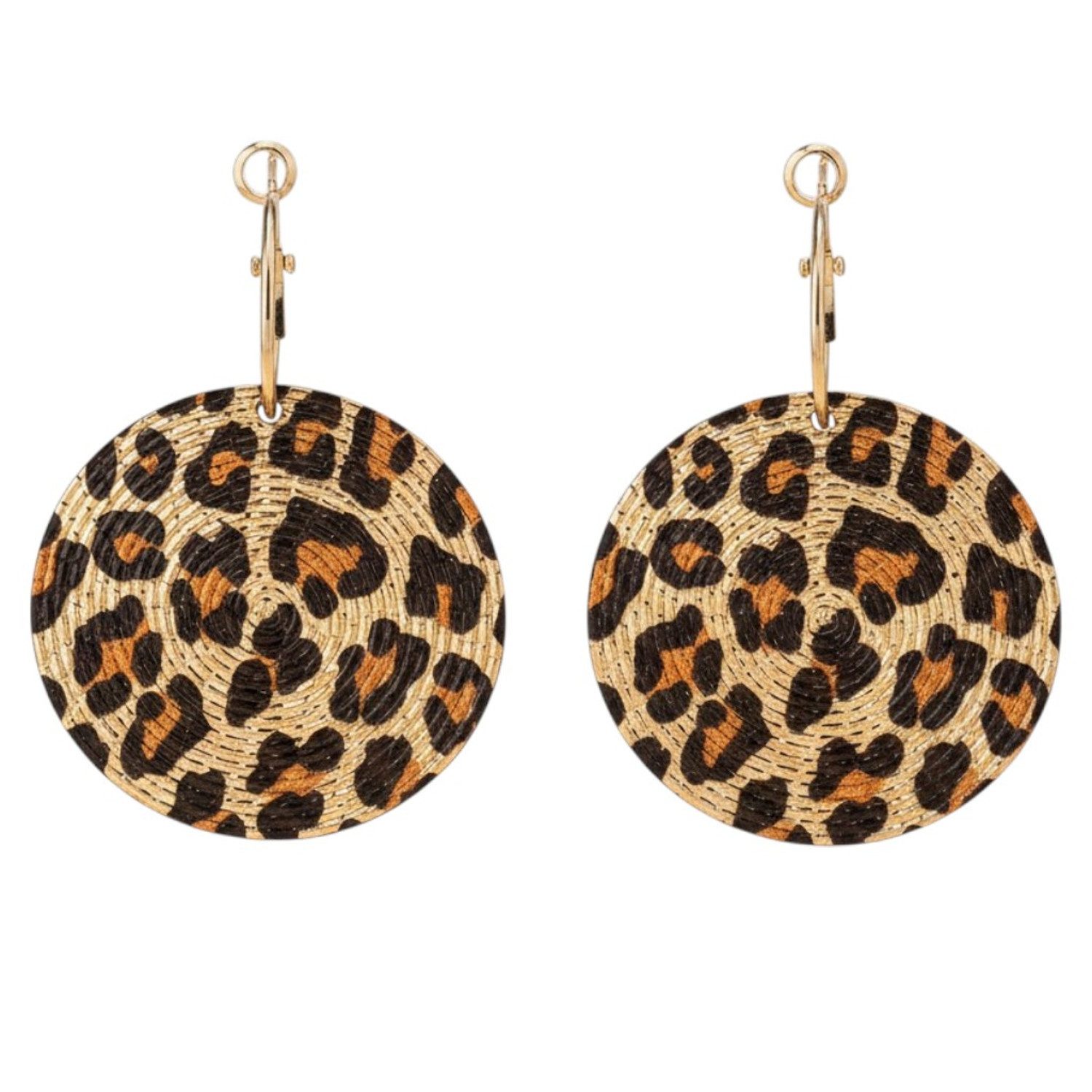 KARMA Paar Ohrhänger Damen Ohrringe Leo rund Gold Braun 6 cm (2-tlg., Statement-Ohrschmuck Statementohrringe), modern Damenohrringe groß Sommer Accessoire