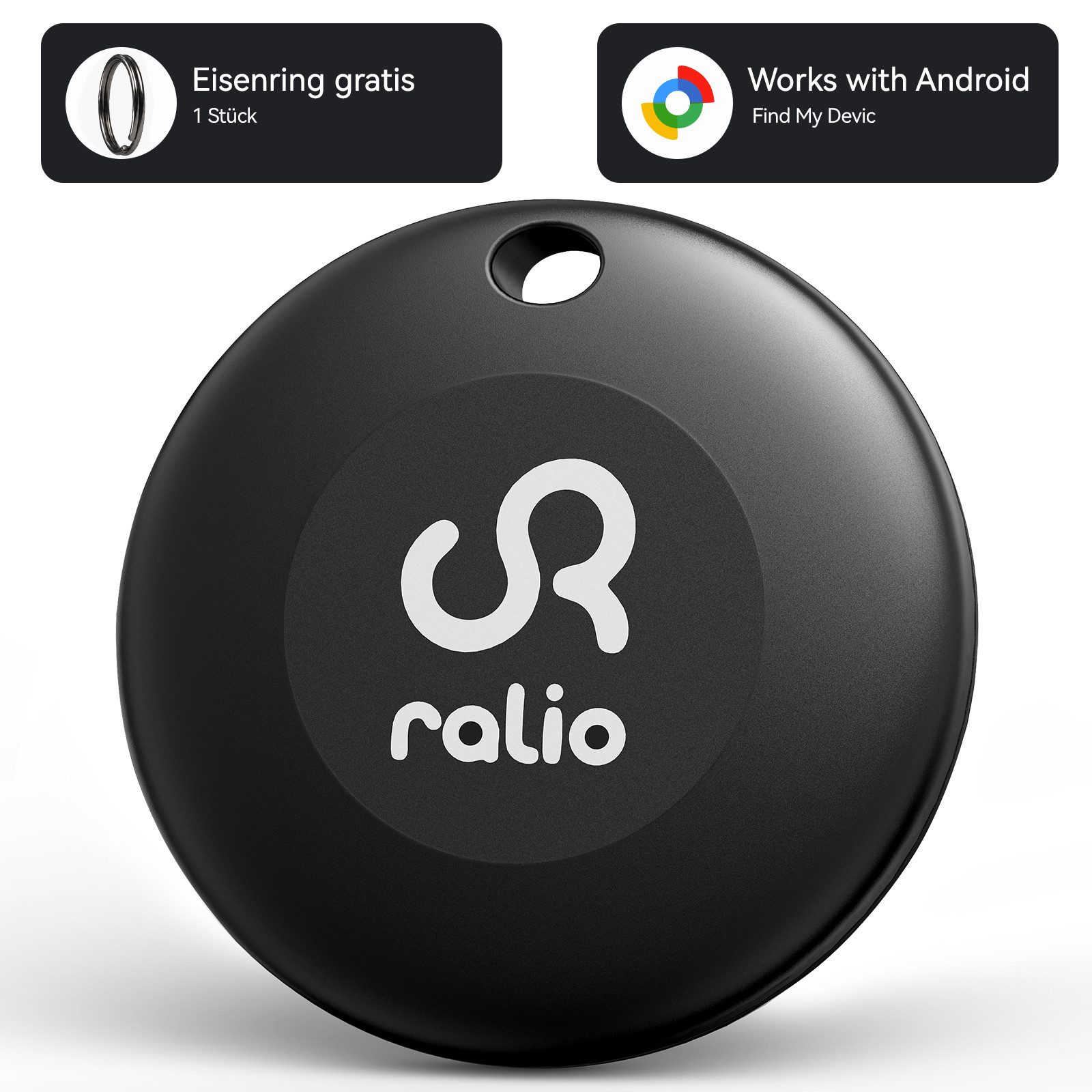 Ralio Bluetooth Tracker Android, kompatibel mit Google Find My Device GPS-Tracker (Smart Tag ohne Abo, für Schlüssel, Geldbörse, Tasche, Rucksack,Fahrrad)