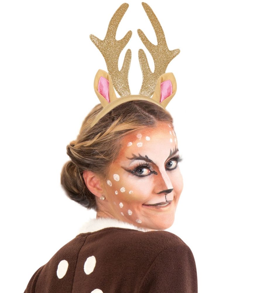 Fries Haarreif Haarreif Reh Gold mit Ohren und Geweih Weihnachten Karneval, 1-tlg., Reh Motiv