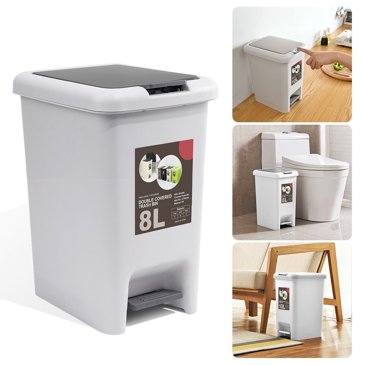 MULISOFT Müllsackständer Mülleimer 20L, Mülleimer Küche, Tretmülleimer,  BPA-frei, Kleiner Abfalleimer für Küche, Bad oder Büro