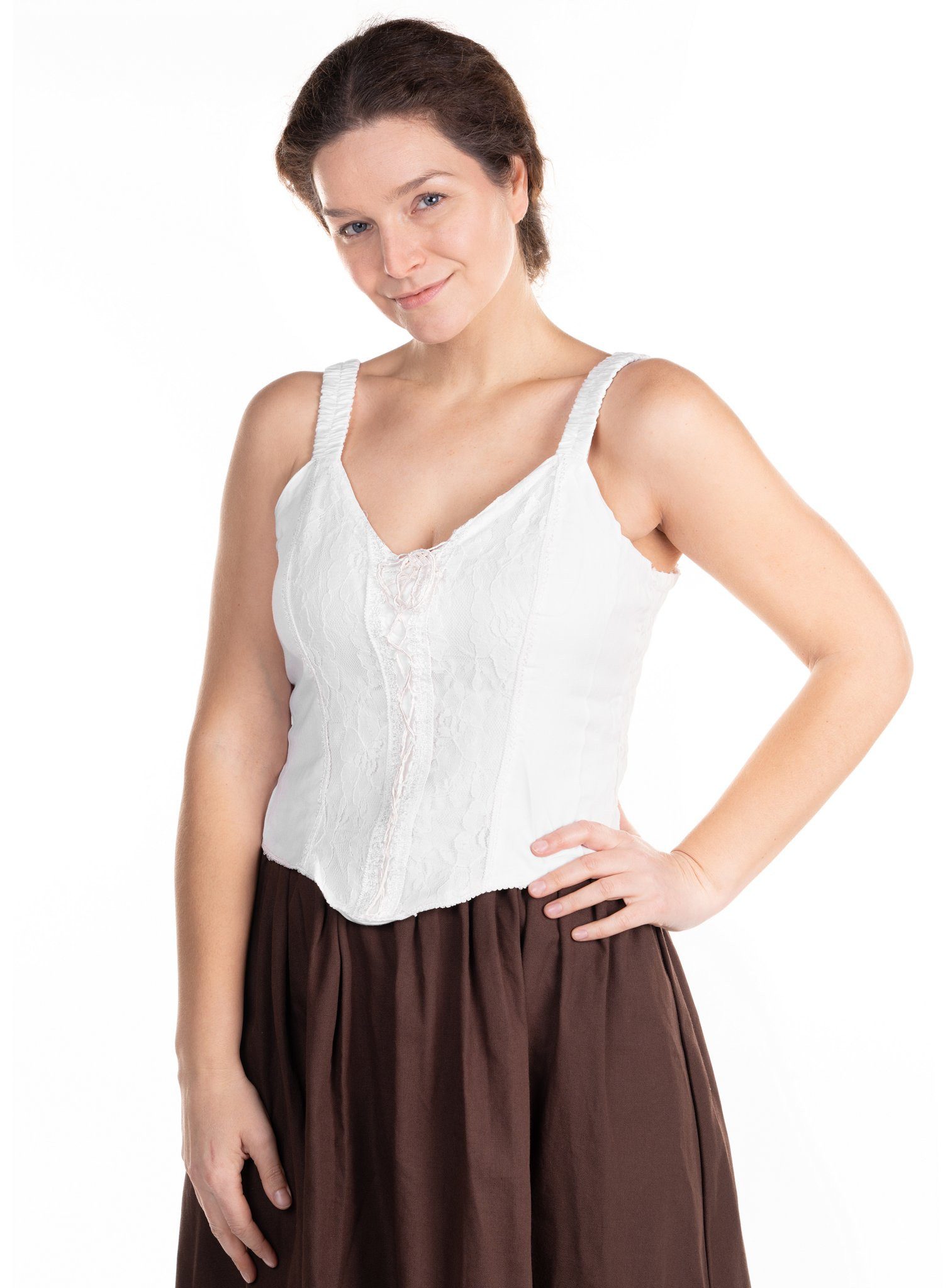 Metamorph Hexen-Kostüm Klassisches Mieder mit floraler Spitze weiß, Hochwertige und authentische Mittelalterkleidung zu unschlagbar günst