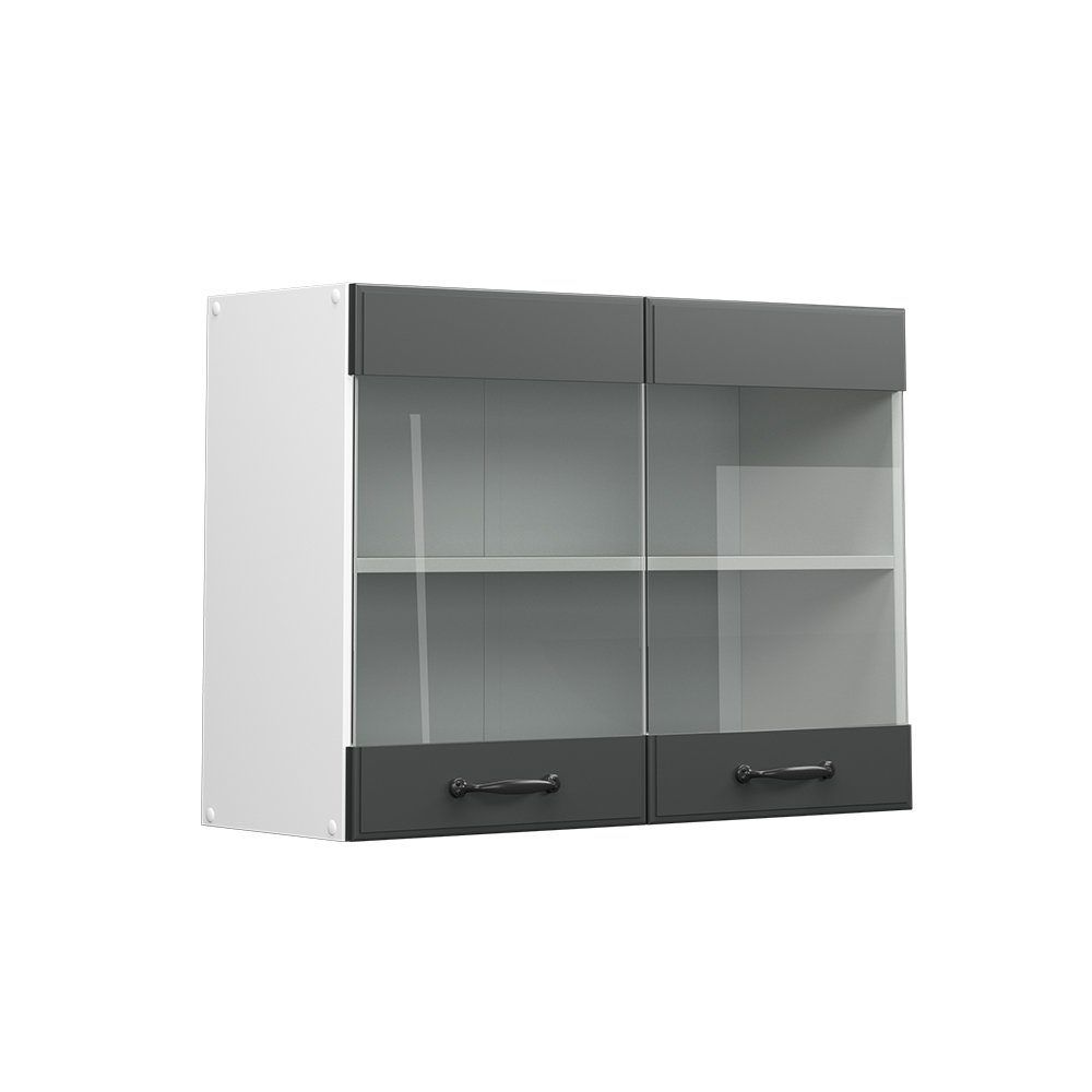 Vicco Hängeschrank Hängeglasschrank 80 cm R-Line Weiß Anthrazit Landhaus