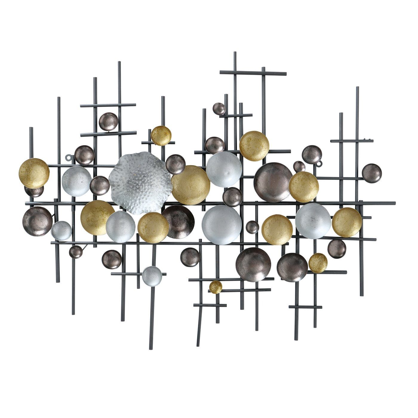 Wanddekoobjekt Wandobjekt Colore 101cm x 82cm x 7cm, gold -silber-grau