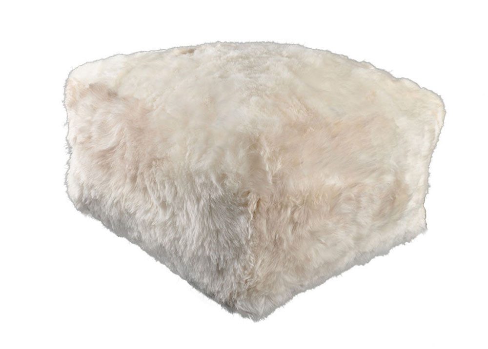 KUHFELL online & NOMAD Pouf LAMMFELL POUF FUßHOCKER AUS ECHTEM SCHAFFELL 60x60x30 cm