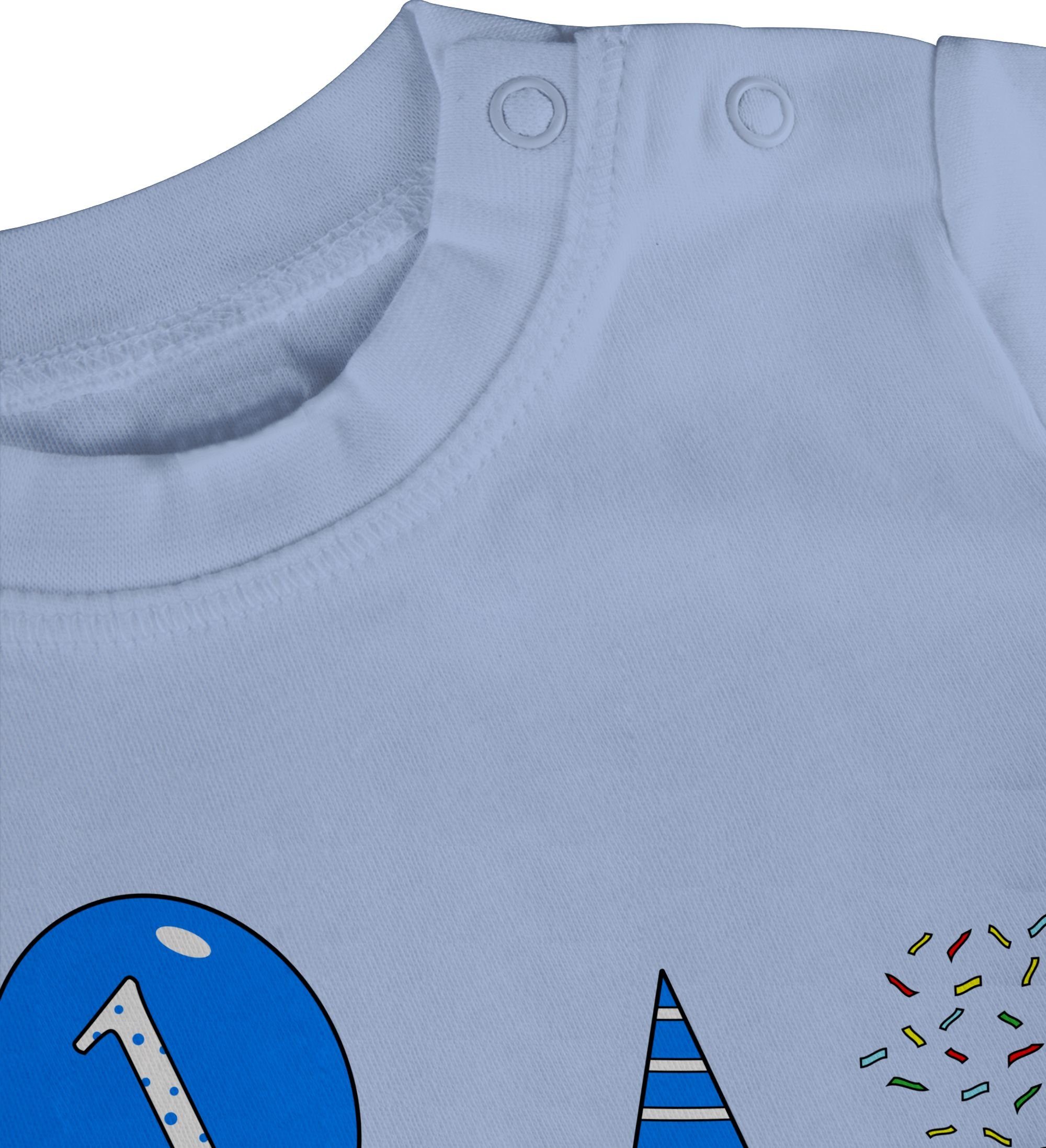 - - Ballon T-Shirt Baby - Konfetti Geschenk Pinguin Blau 1.Geburtstag - - Babyblau Geburtstag für 1 Shirtracer Babys