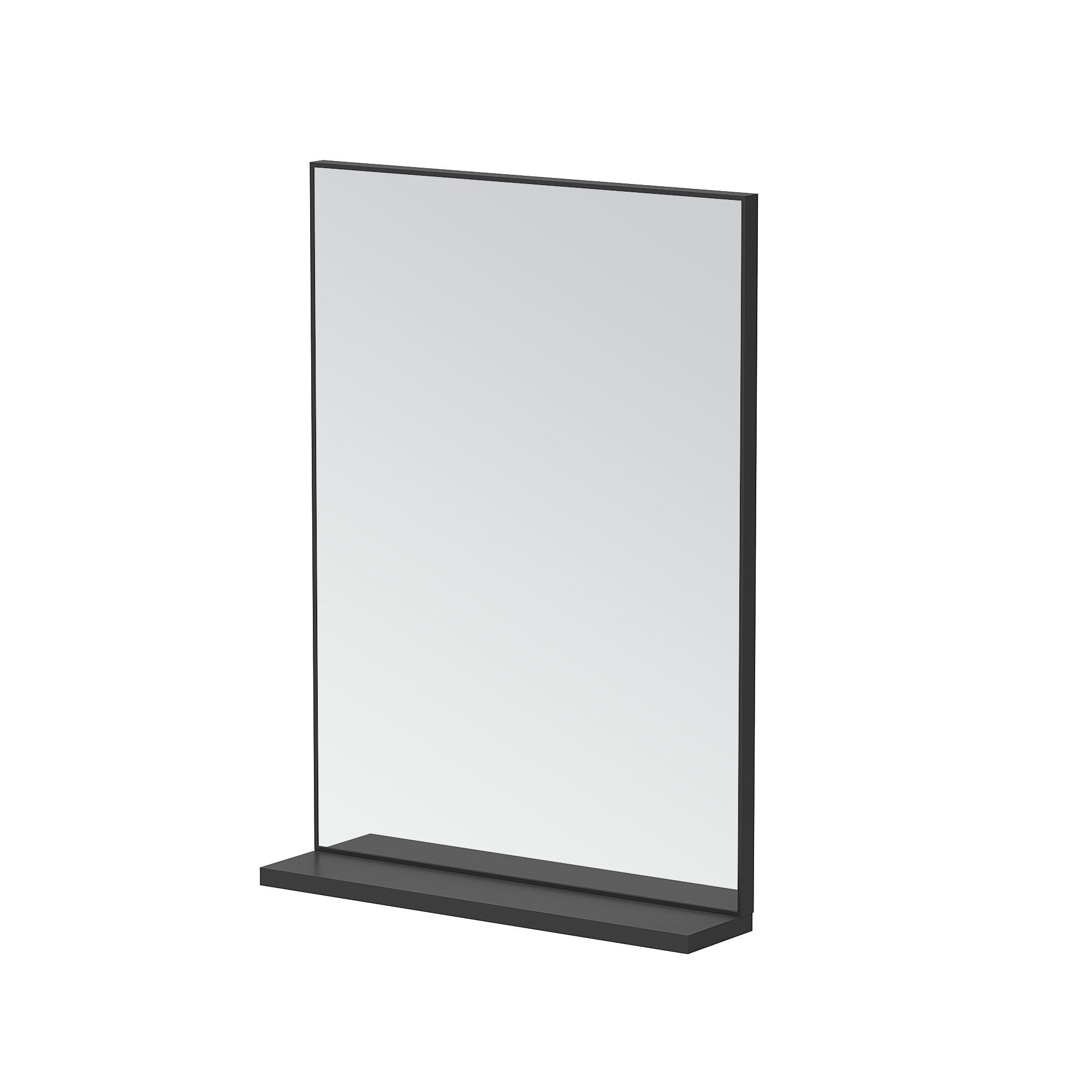 AQUALAVOS Badspiegel Badspiegel mit Ablage Aluminiumrahmen Schwarz matt Wandspiegel Spiegel, ohne/mit Beleuchtung 50x70 80x60 cm Rechteckiger Badspiegel für Bad