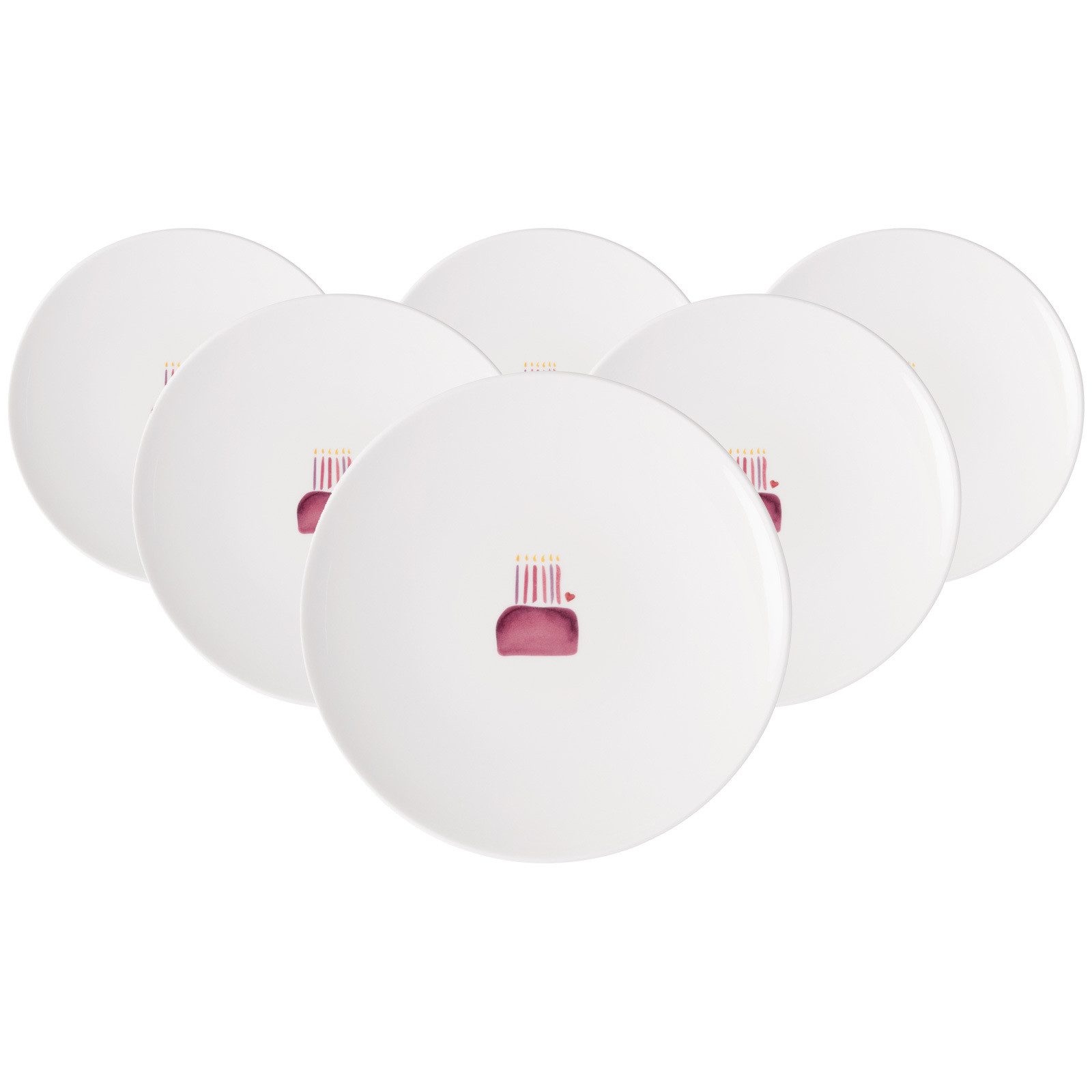 Villeroy & Boch Frühstücksteller With Love Frühstücksteller Happy Birthday, (6 St)