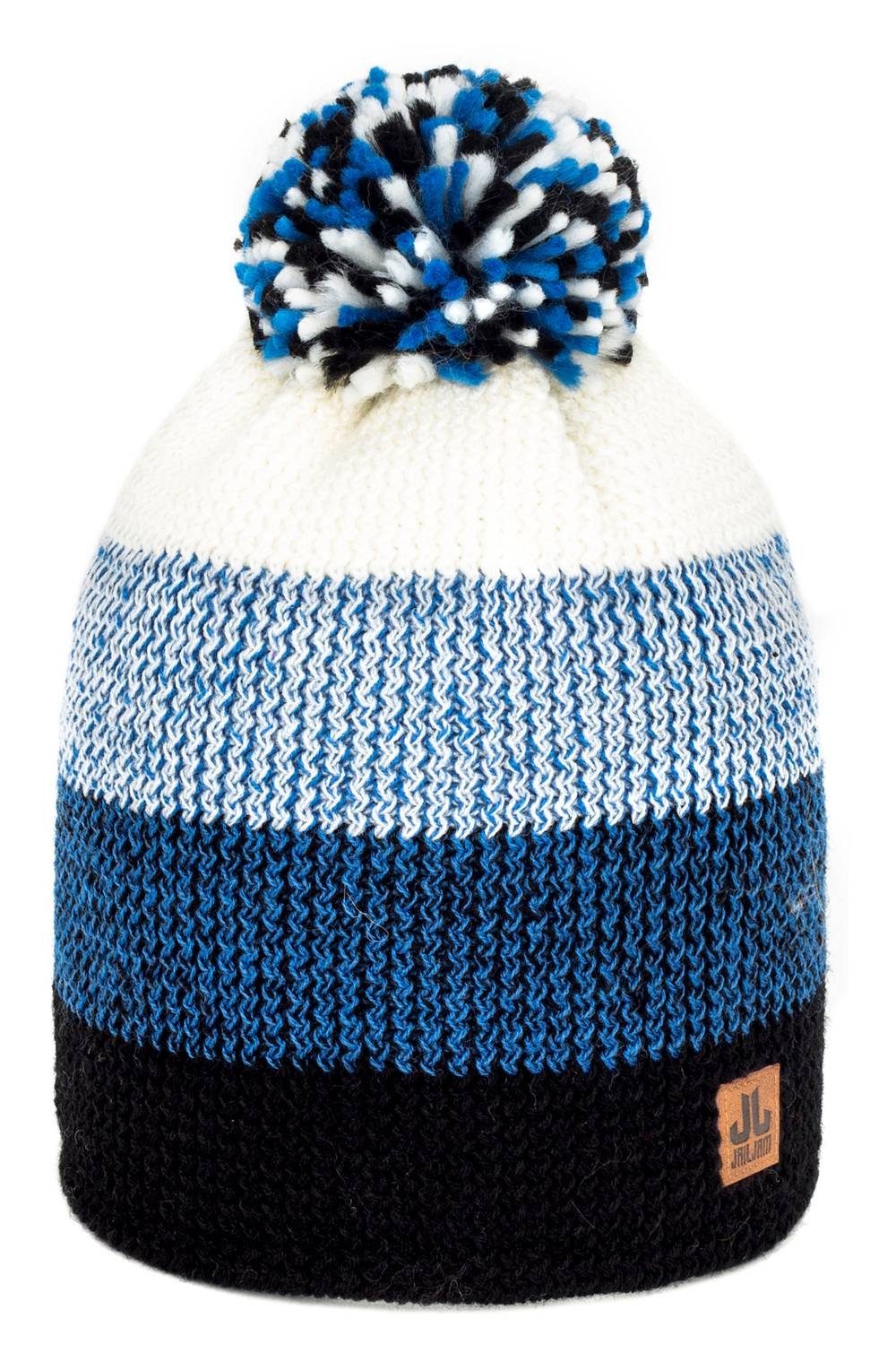Jail Jam Strickmütze Hochwertige Unisex Winter Bommel-Mütze mit 50% Wollanteil Royal Blue